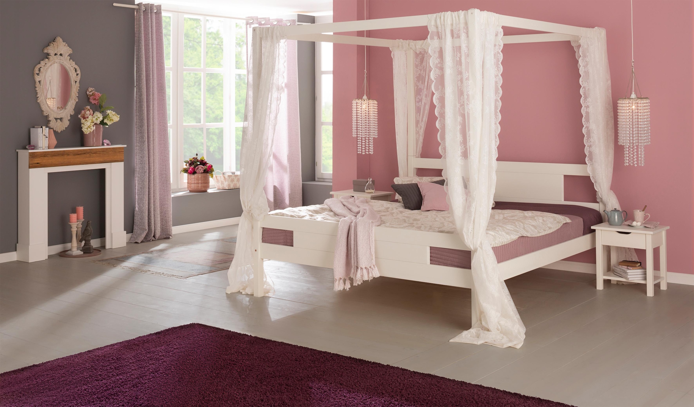 OTTO home Massivholzbett ""KYOTO" Himmelbett" hohe Belastbarkeit bis 180 kg, aus zertifiziertem Massivholz