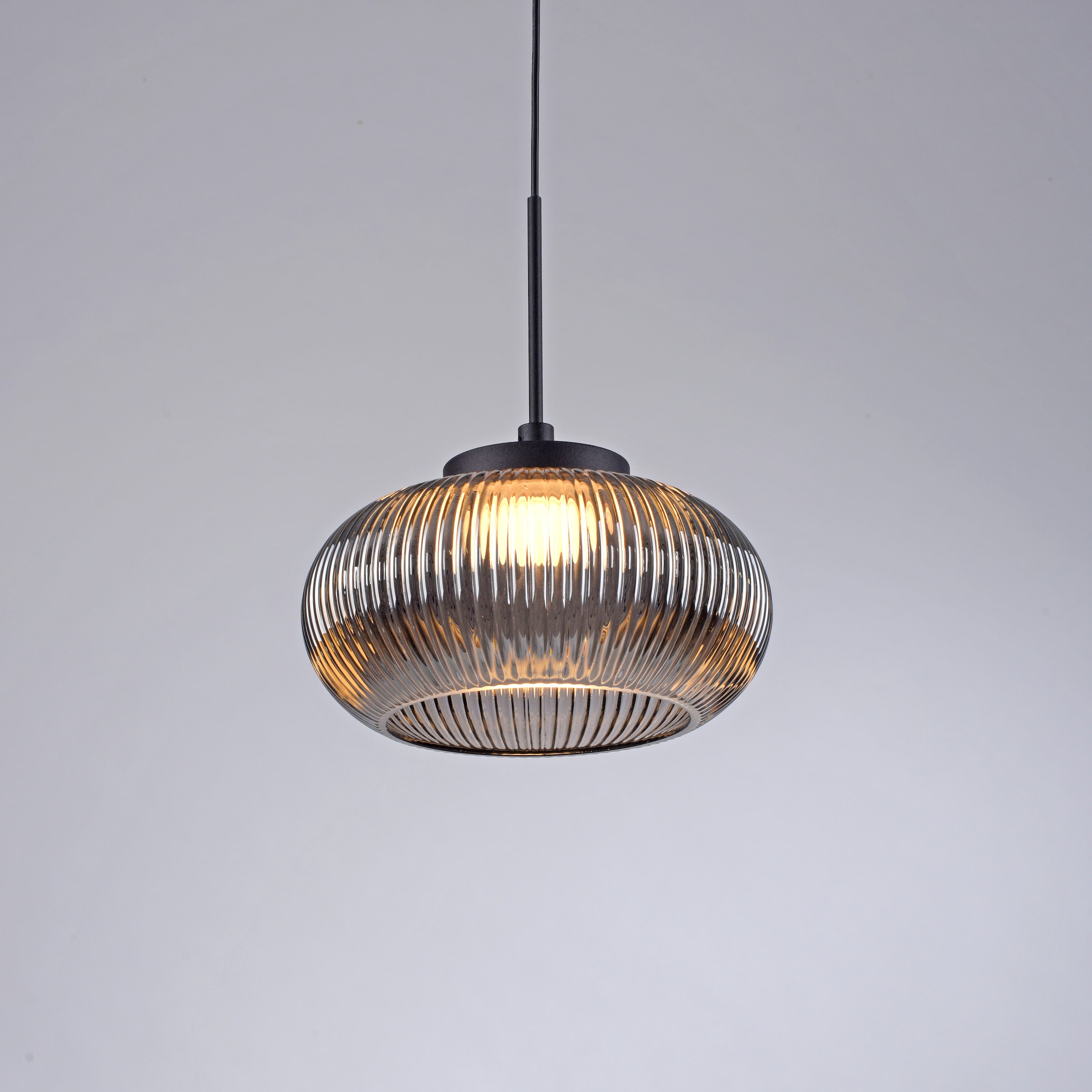 JUST LIGHT LED Pendelleuchte »NOCTIS« LED-Board 1 Stk. Warmweiß Höhenverstellbar, 3000K, Memoryfunktion, Rauchglas geriffelt
