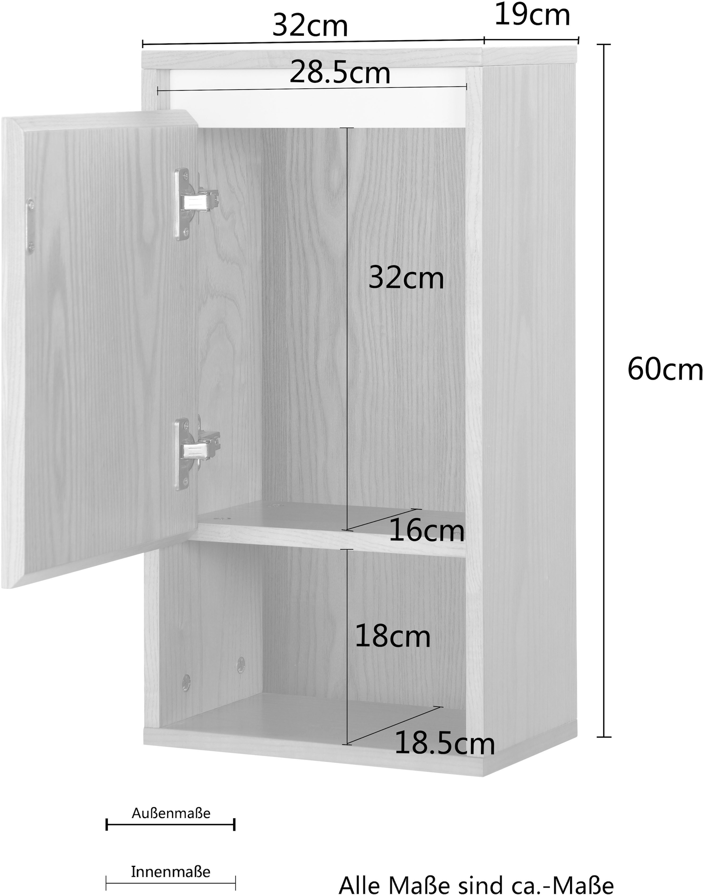 andas Hängeschrank »Falun«, Badmöbel mit Rille, Badschrank, Breite 35 cm