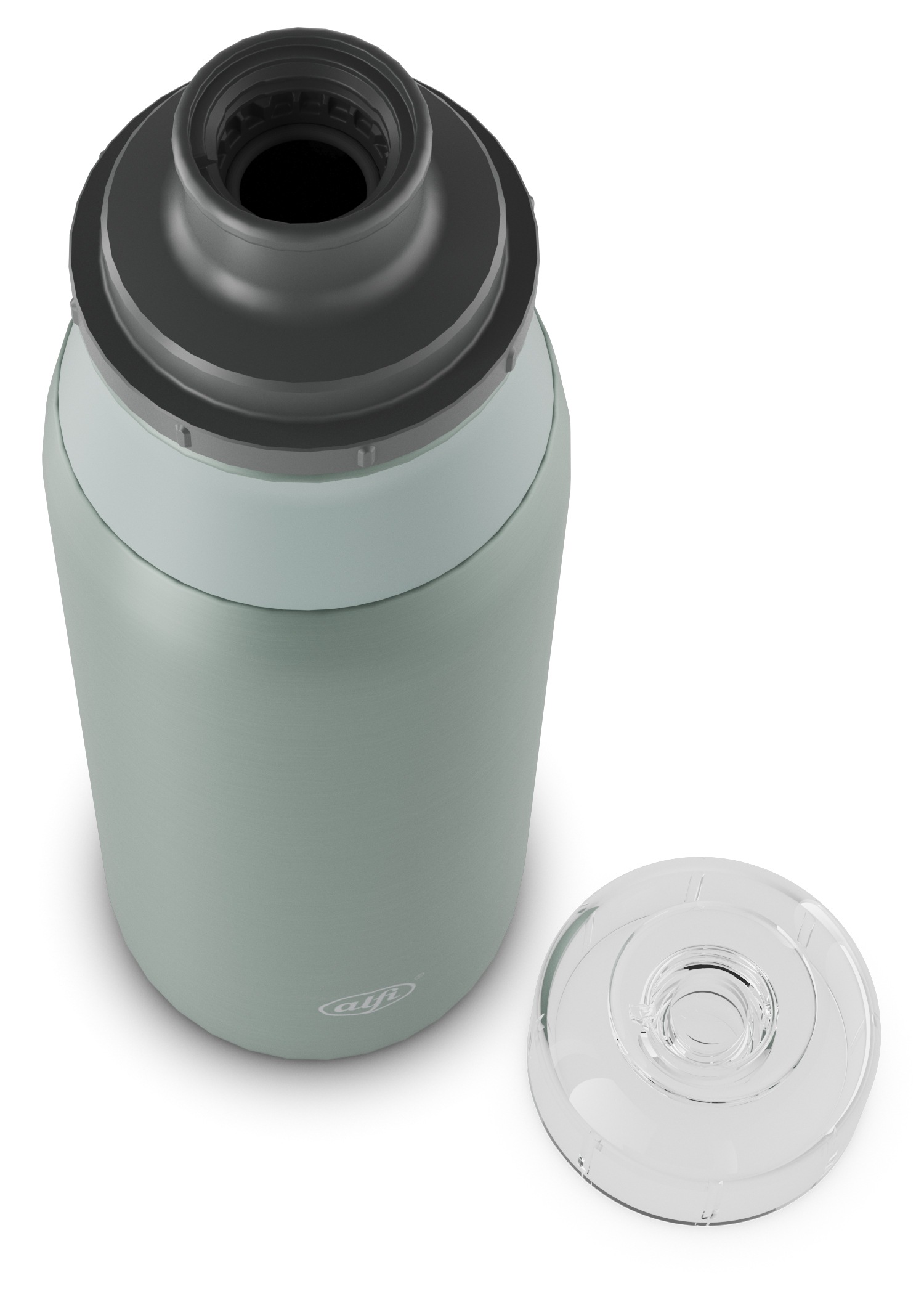 Alfi Trinkflasche »ELEMENT BOTTLE, Edelstahlkörper, spülmaschinenfest«, (1 tlg.), 0,6l, Free-Flow Trinksystem mit intuitivem Schraubverschluss