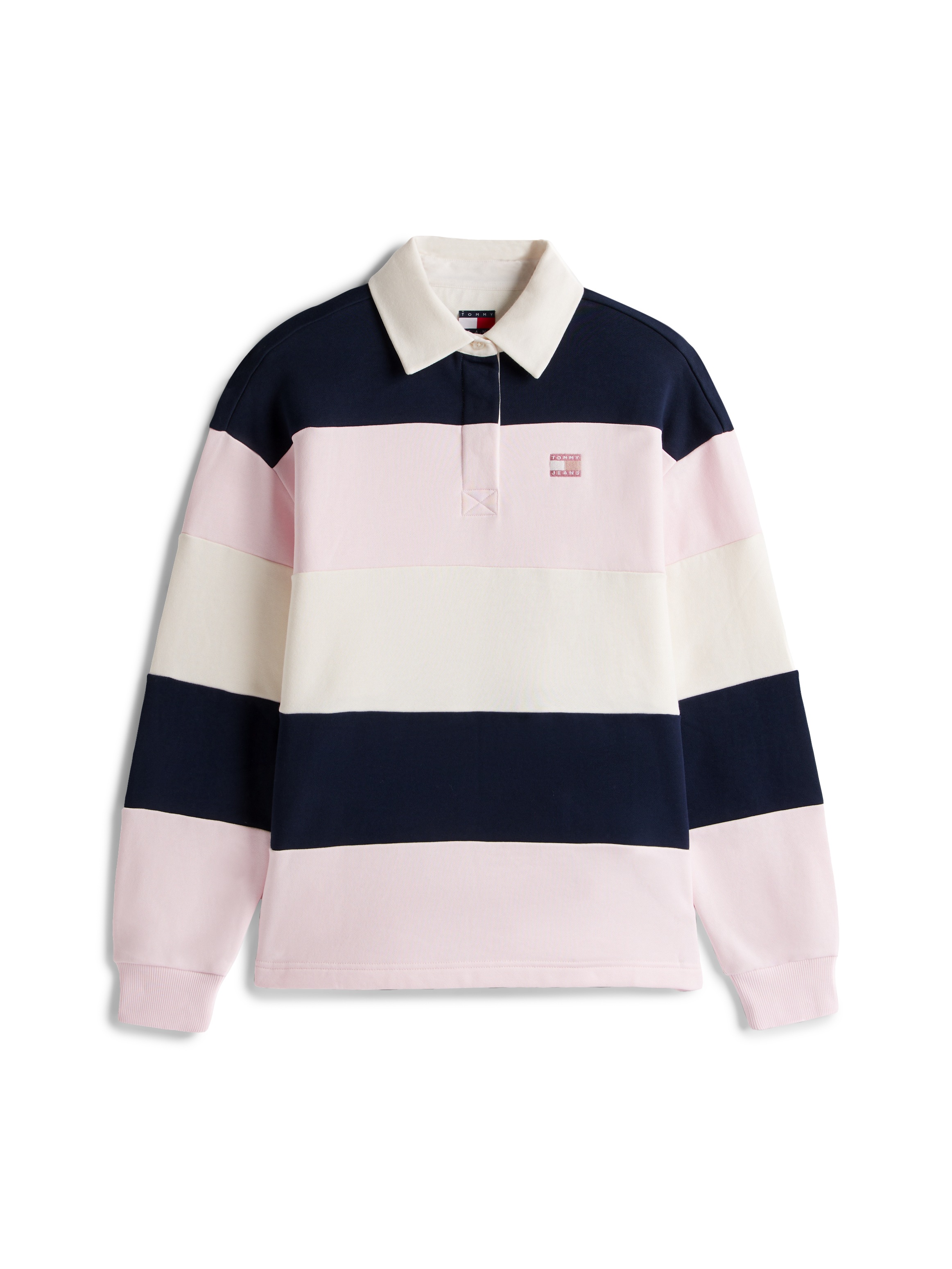 Tommy Jeans Sweatshirt »TJW BADGE STRIPE RUGBY, Oversized Fit Rugby-Shirt«, Rugby-Streifen, farblich abgestimmter Tommy-Badge auf Brust
