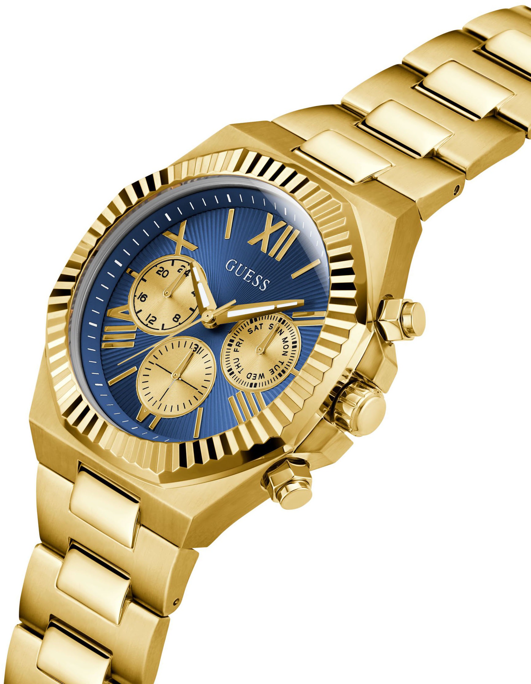 Guess Multifunktionsuhr »EQUITY«, Armbanduhr, Quarzuhr, Herrenuhr, Edelstahlarmband
