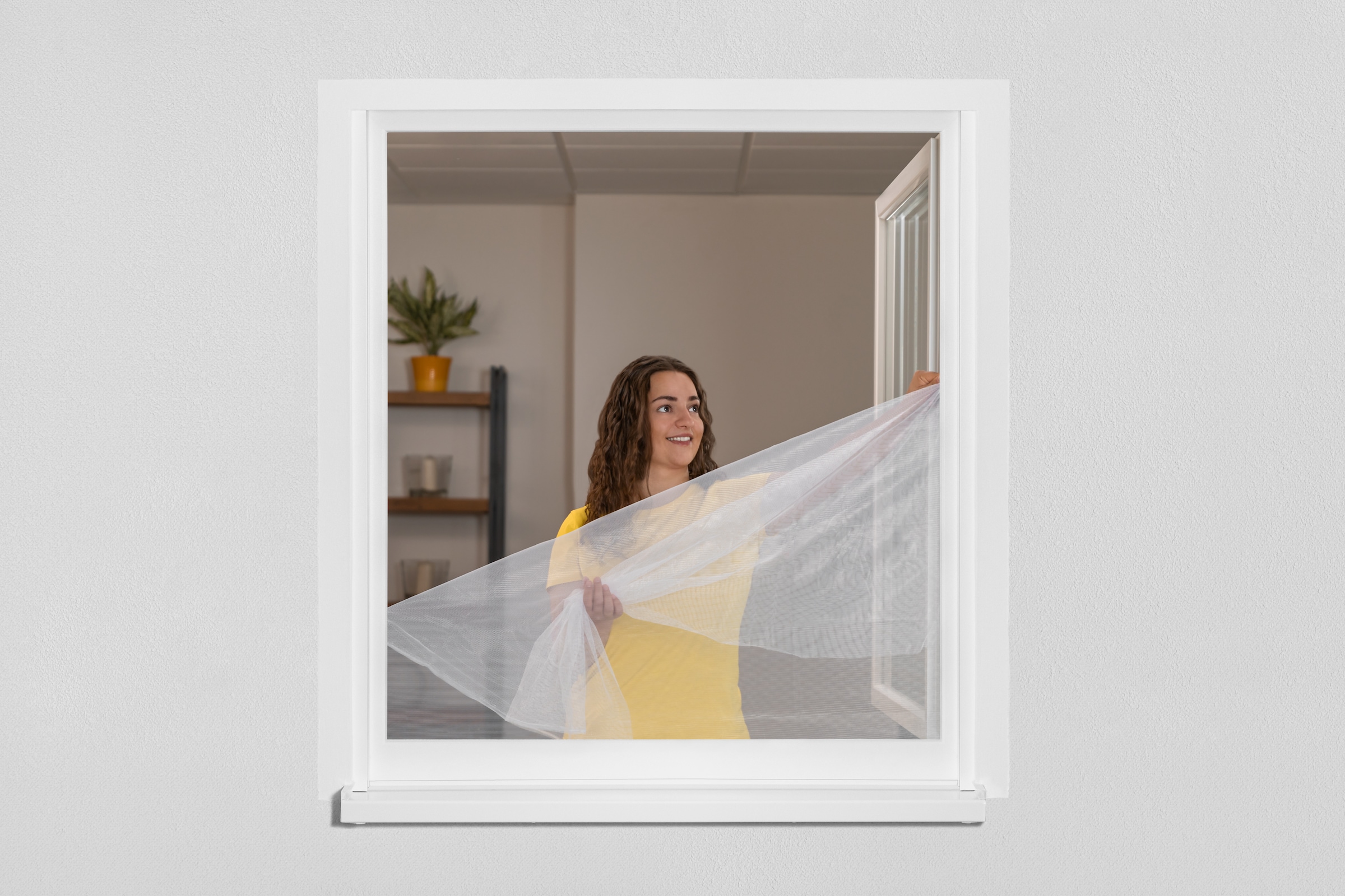 SCHELLENBERG Fliegengitter-Gewebe »für Fenster ohne bohren«, Insektenschutz mit Klettband, 100 x 130 cm, anthrazit und weiß