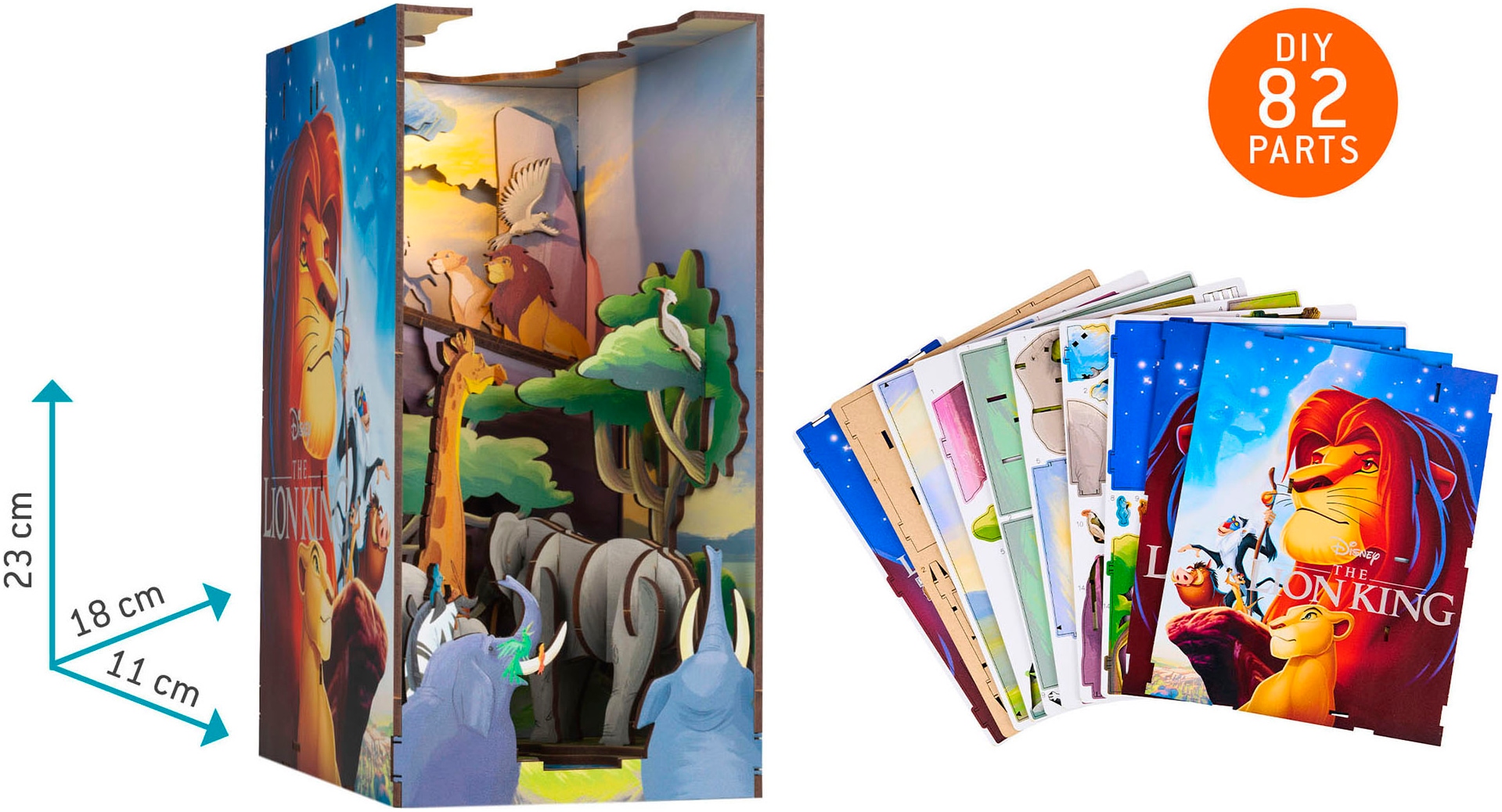 Revell® 3D-Puzzle »Book Nook, Tiny Adventures Disney König der Löwen«, Buchstütze; mit LED-Beleuchtung