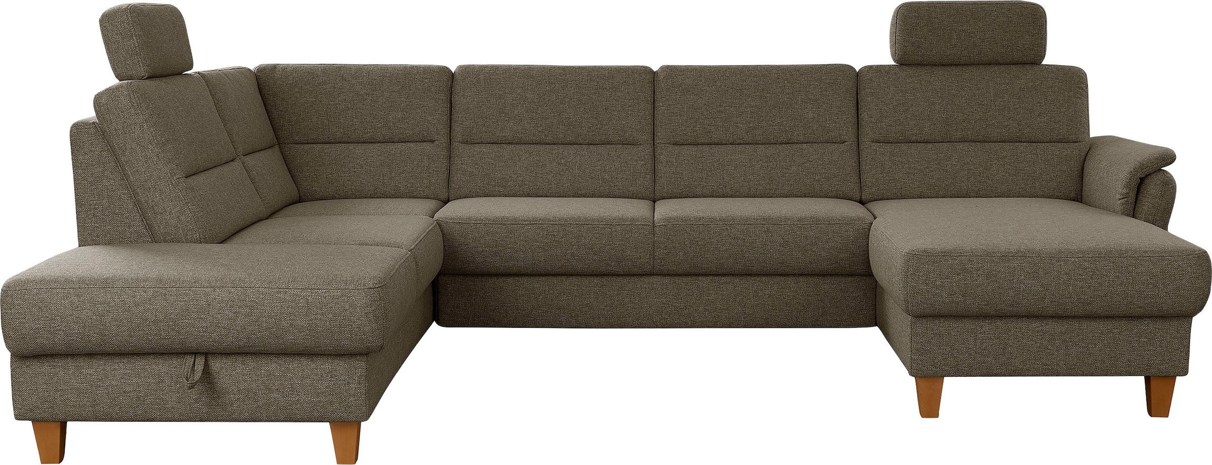 Home affaire Wohnlandschaft "Palmera U-Form, B: 308 cm, große Stoff + Leder Auswahl" mit Schlaffunktion, optional Bettkasten, Federkern, XXL-Wohnlandschaft