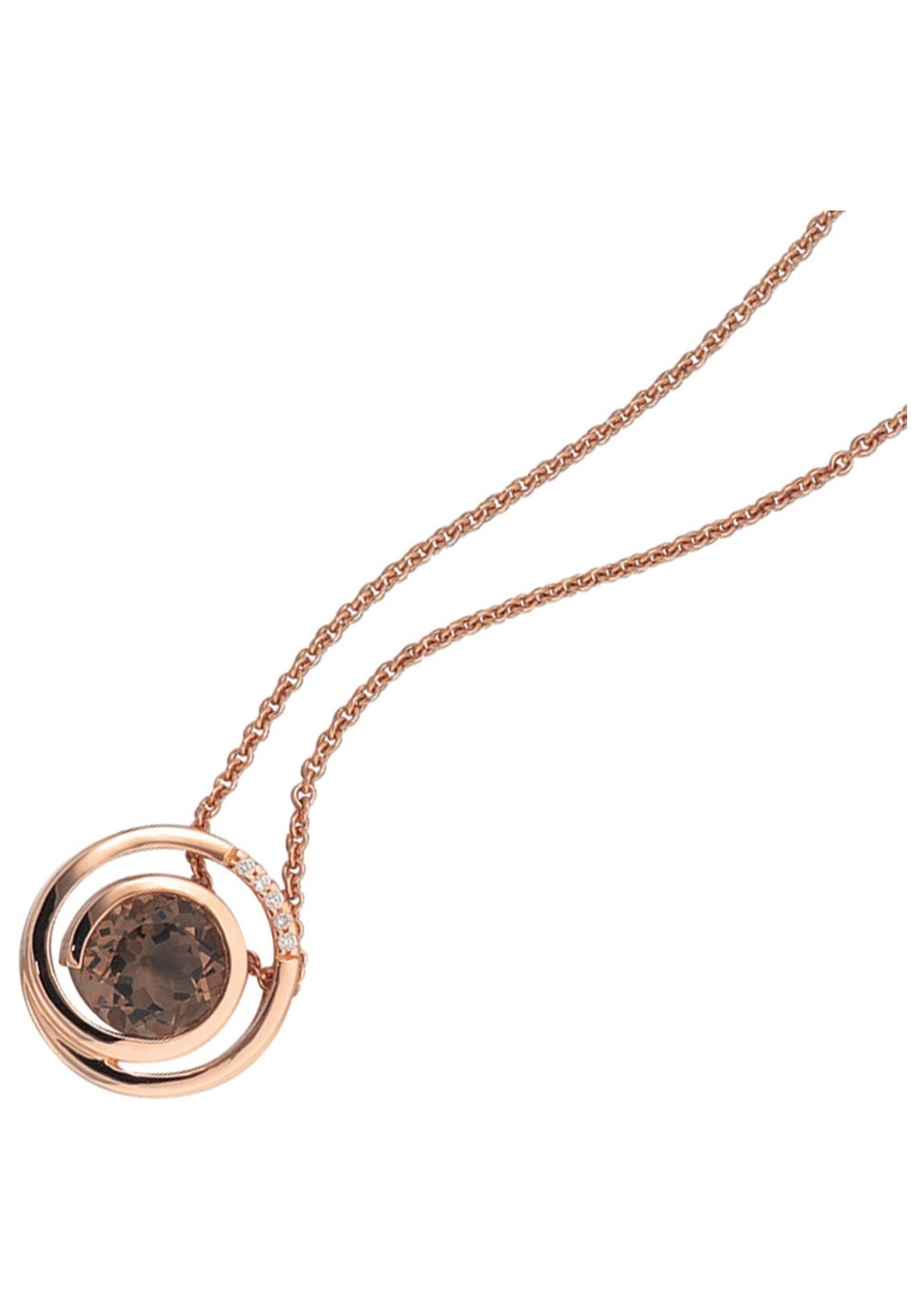 JOBO Kettenanhänger »Anhänger mit Rauchquarz und 5 Diamanten«, 585 Roségold