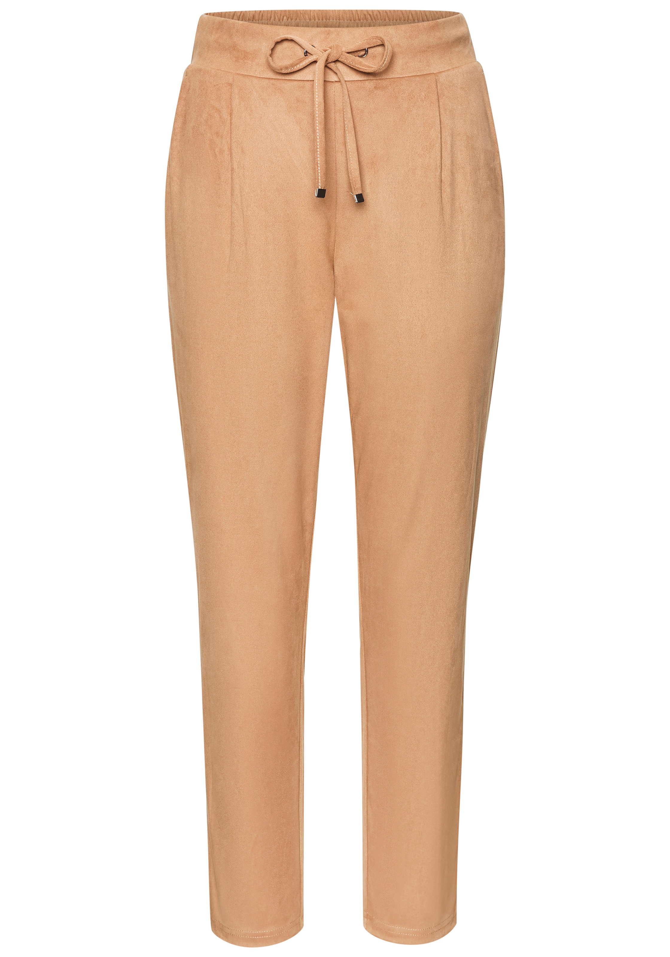 LASCANA Schlupfhose, aus Velourlederimitat mit Taschen, bequeme Stoffhose, Gummizugbund