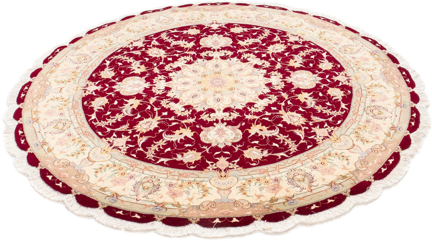 Orientteppich »Perser - Täbriz - Royal rund - 150 x 150 cm - dunkelrot«, rund, 7 mm...