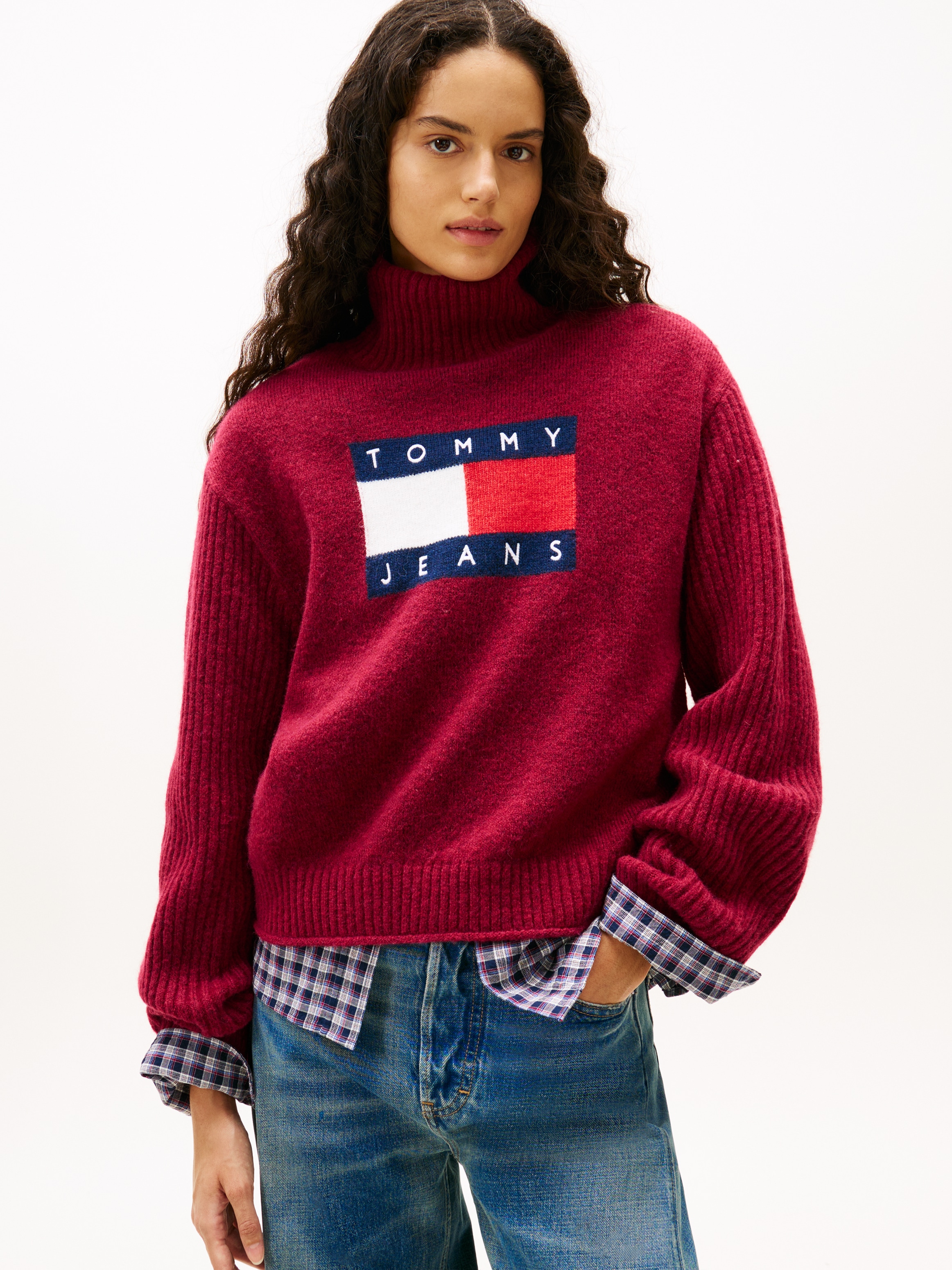Tommy Jeans Rollkragenpullover "TJW TURTLENECK FLAG SWEATER EXT" günstig online kaufen