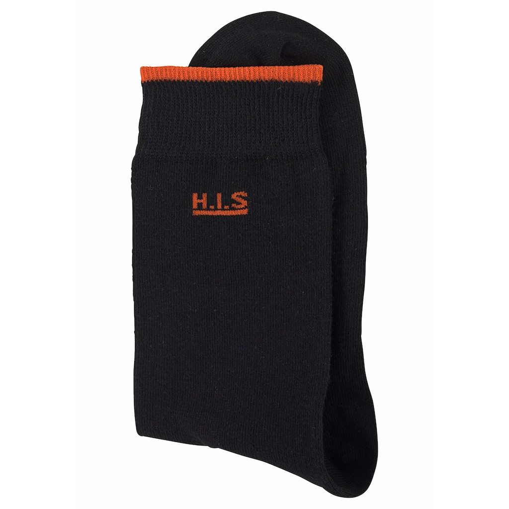Marken H.I.S H.I.S Socken, (7 Paar), mit farbigen Bündchen schwarz