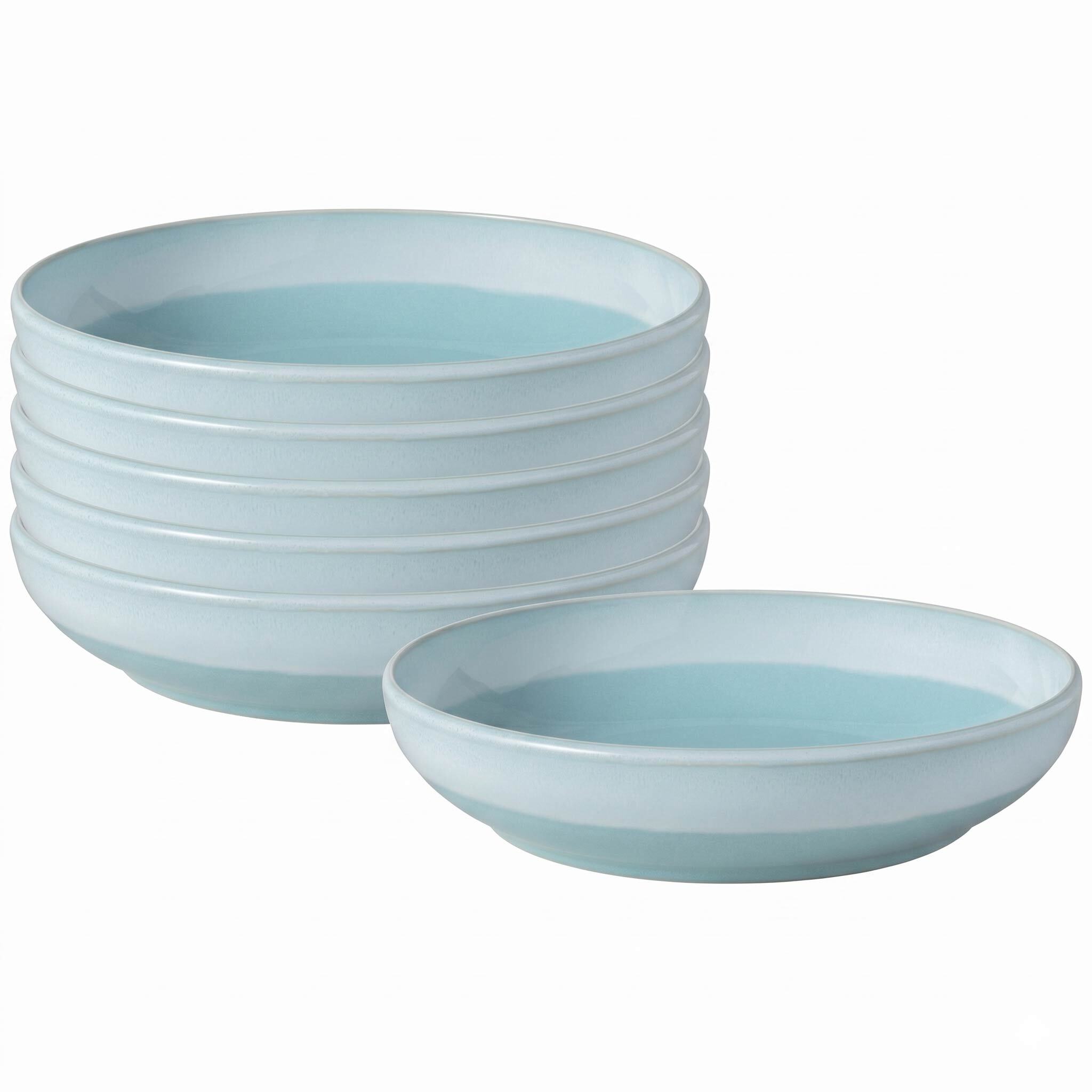 like. by Villeroy & Boch Pastateller "Pastaschalen Perlemor Aqua ø 22,2 cm 6er Set blau" Spülmaschinengeeignet, Mikrowellengeeignet