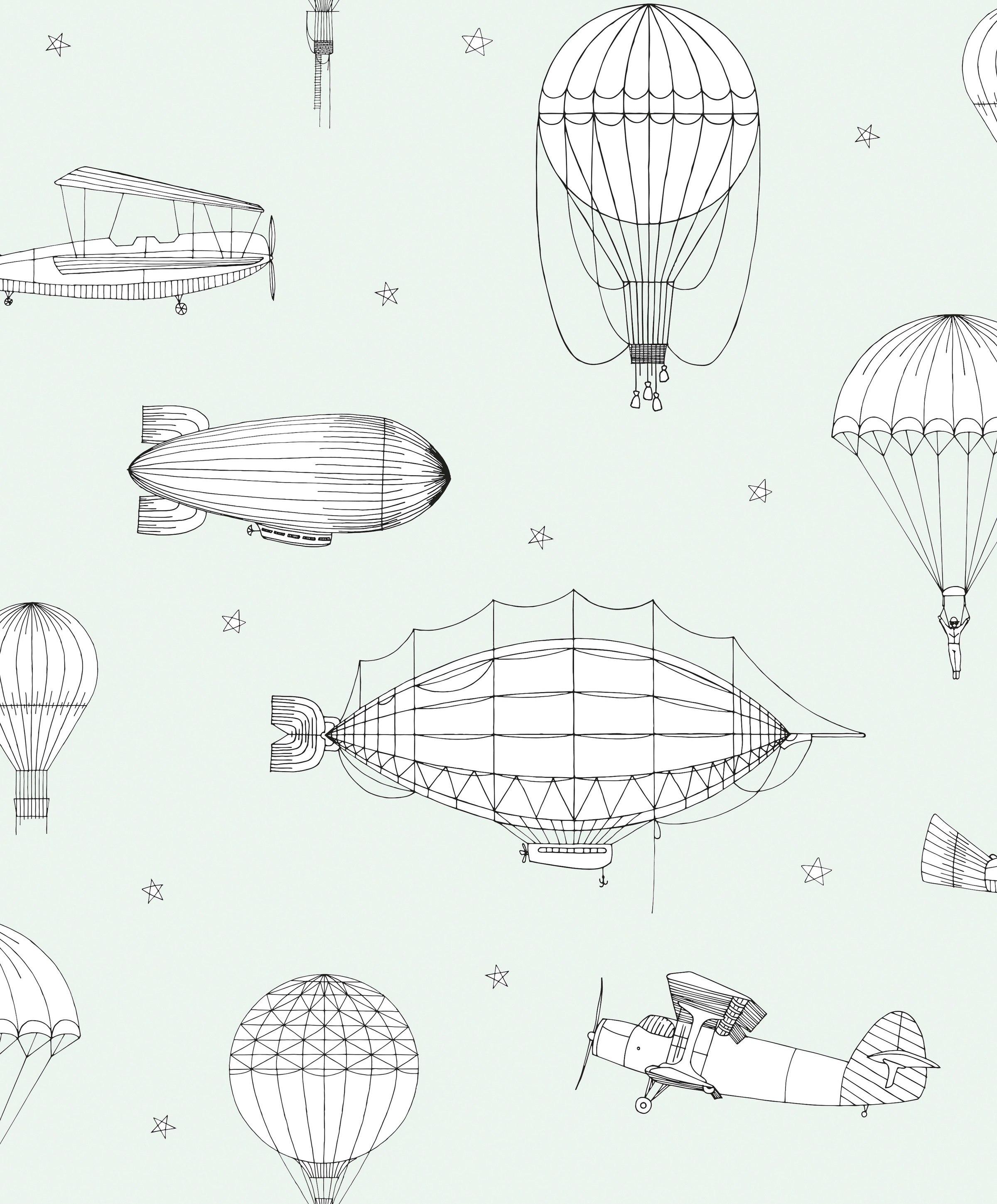 Marburg Kindertapete Motiv matt Zeppelin, Flugzeug, moderne Tapete für Wohnzimmer Schlafzimmer