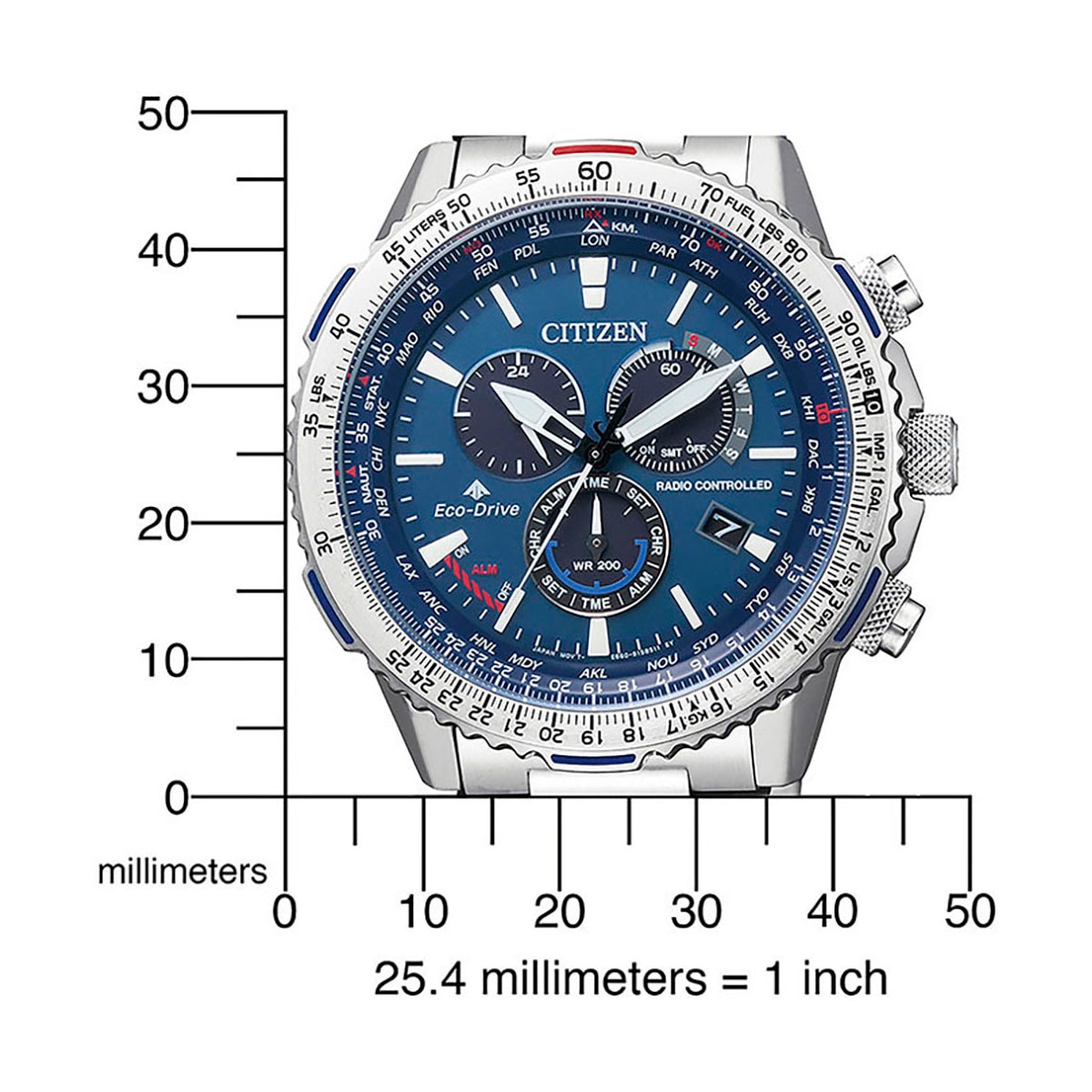 Citizen Funkchronograph »Promaster Sky, CB5000-50L«, Armbanduhr, Herrenuhr, Solar, Stoppfunktion, bis 20 bar wasserdicht