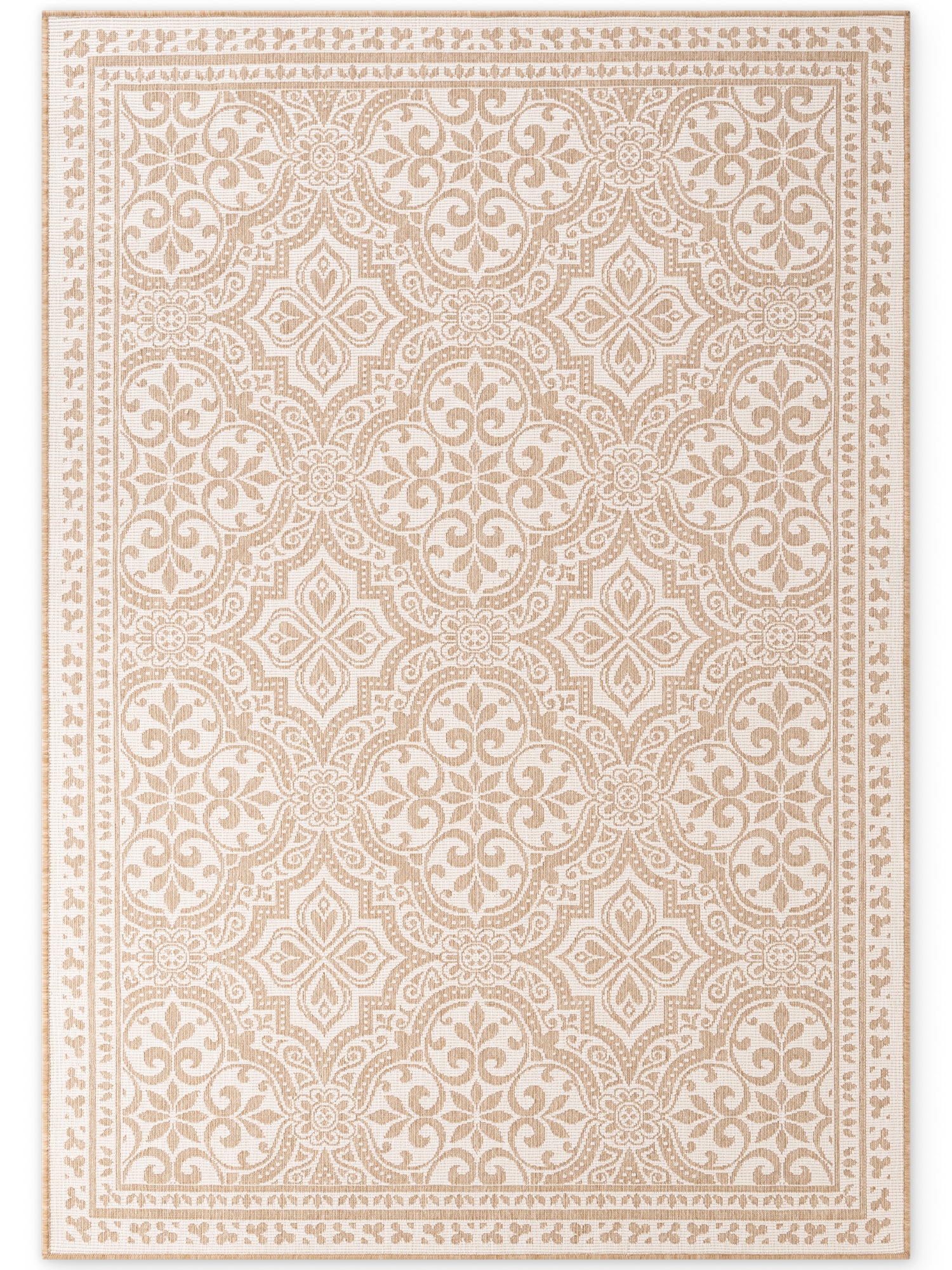 THE RUGS Rosel Reversible Rug – Indoor Outdoor Vintage Flat Woven Low Pile in Beige | Size: 200cm x 290cm