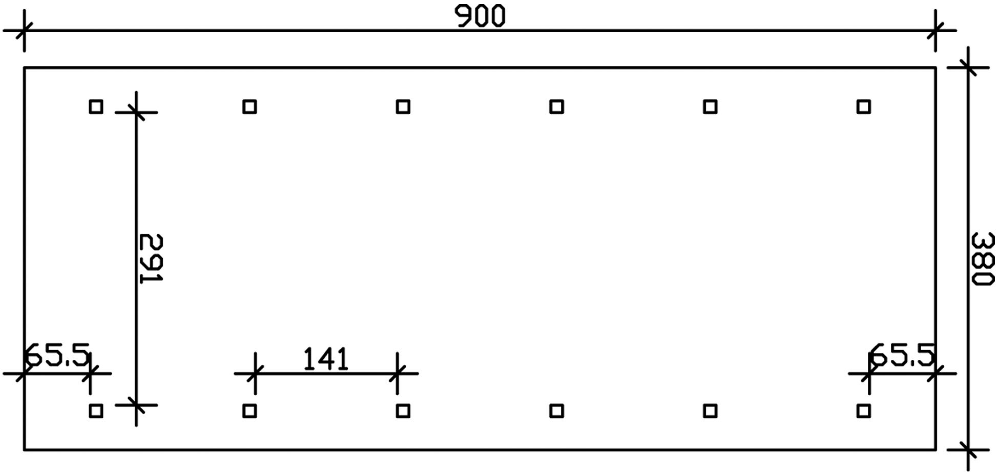 Skanholz Einzelcarport »Wallgau«, Nadelholz, 291 cm, Schiefergrau, 380x900cm, schwarze Schindeln