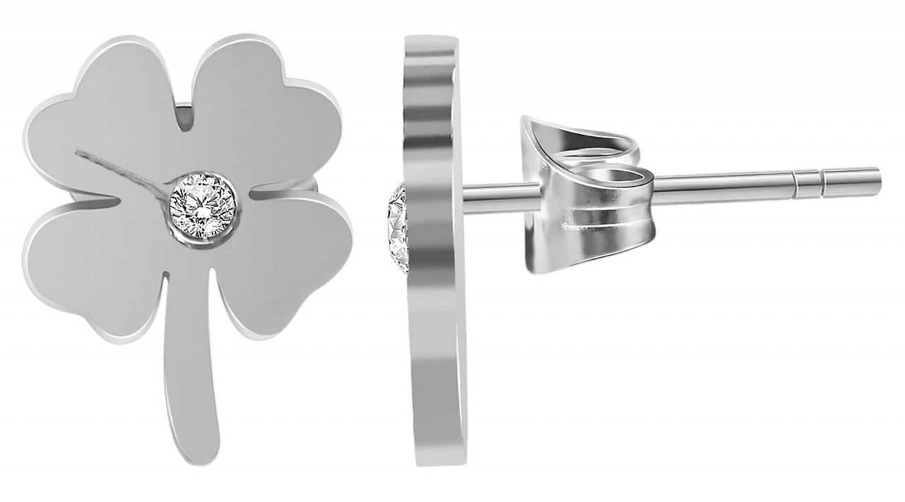 Paar Ohrhänger ADELIA´S "Damen Ohrstecker aus poliertem Edelstahl", silber, Ohrringe, Damen, Damen, Edelstahl