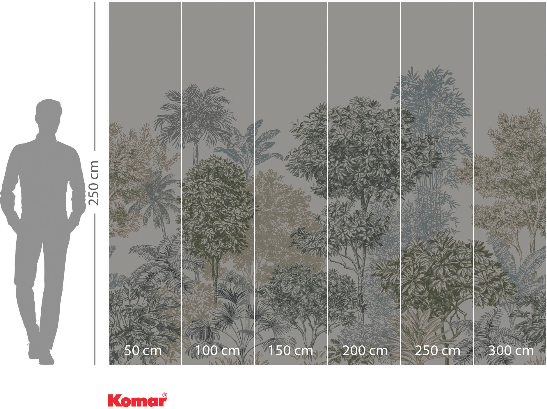 Komar Vliestapete »Digitaldruck Vlies - Painted Palms - Größe 300 x 250 cm«, bedruckt, Wohnzimmer, Schlafzimmer