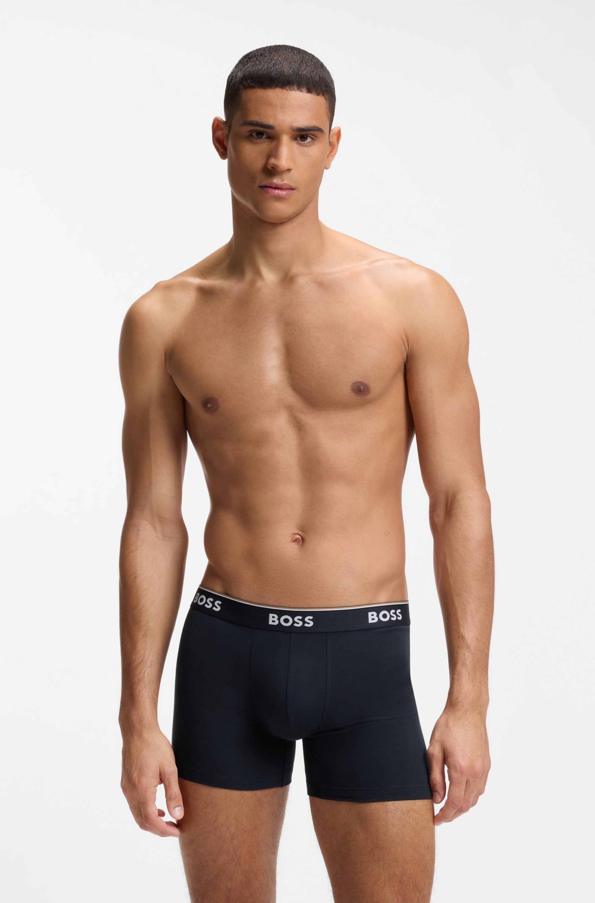 BOSS Langer Boxer »Brief 3 PACK« mit farblich passendem Webbund