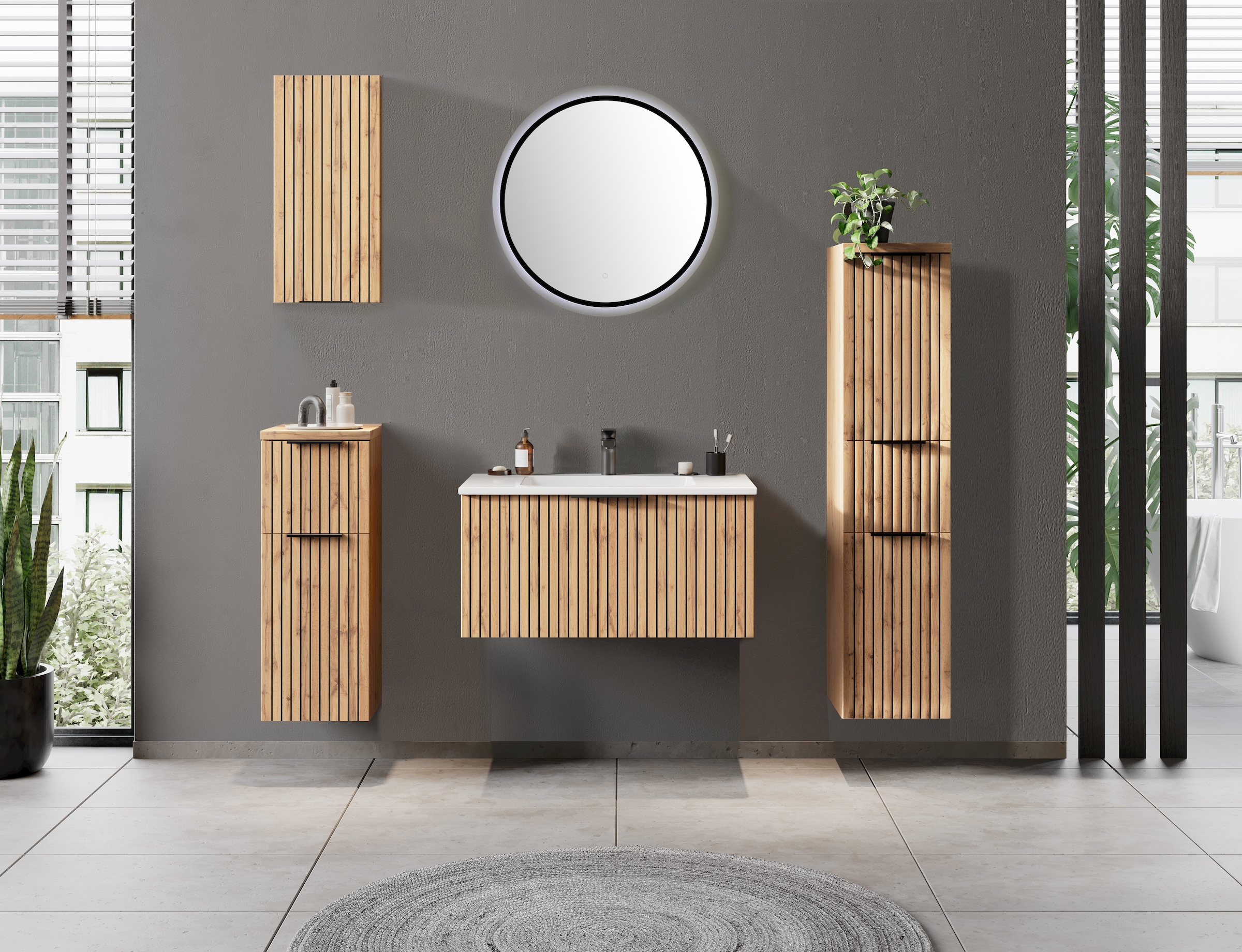 welltime Badmöbel-Set »Welltime, Carlton Waschtisch-Set, 80 oder 120 cm, gestreift« 2 Stk. tlg.