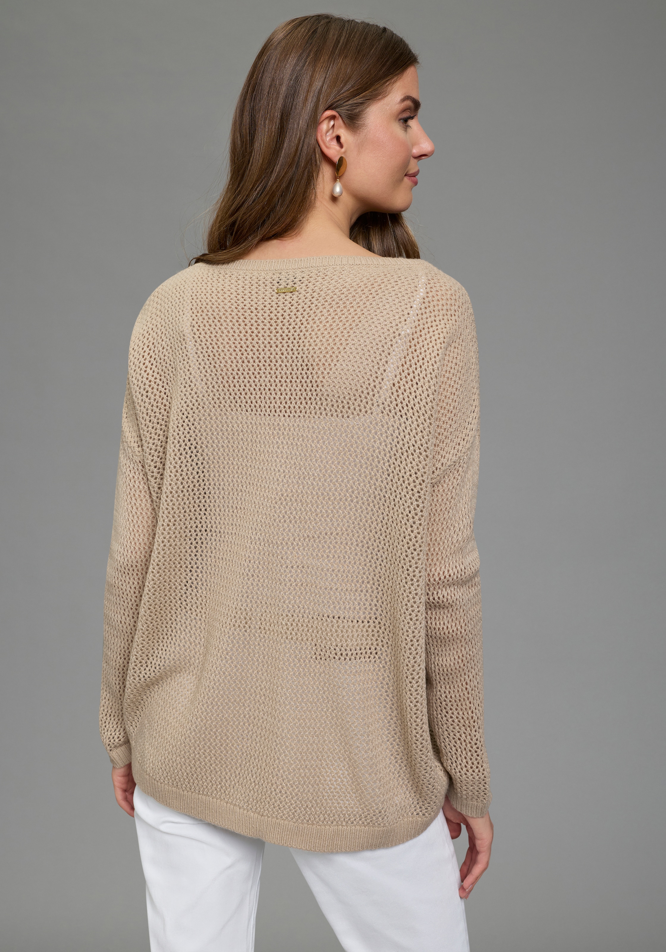 Laura Scott Strickpullover mit modernem Lochmuster und Sternmuster