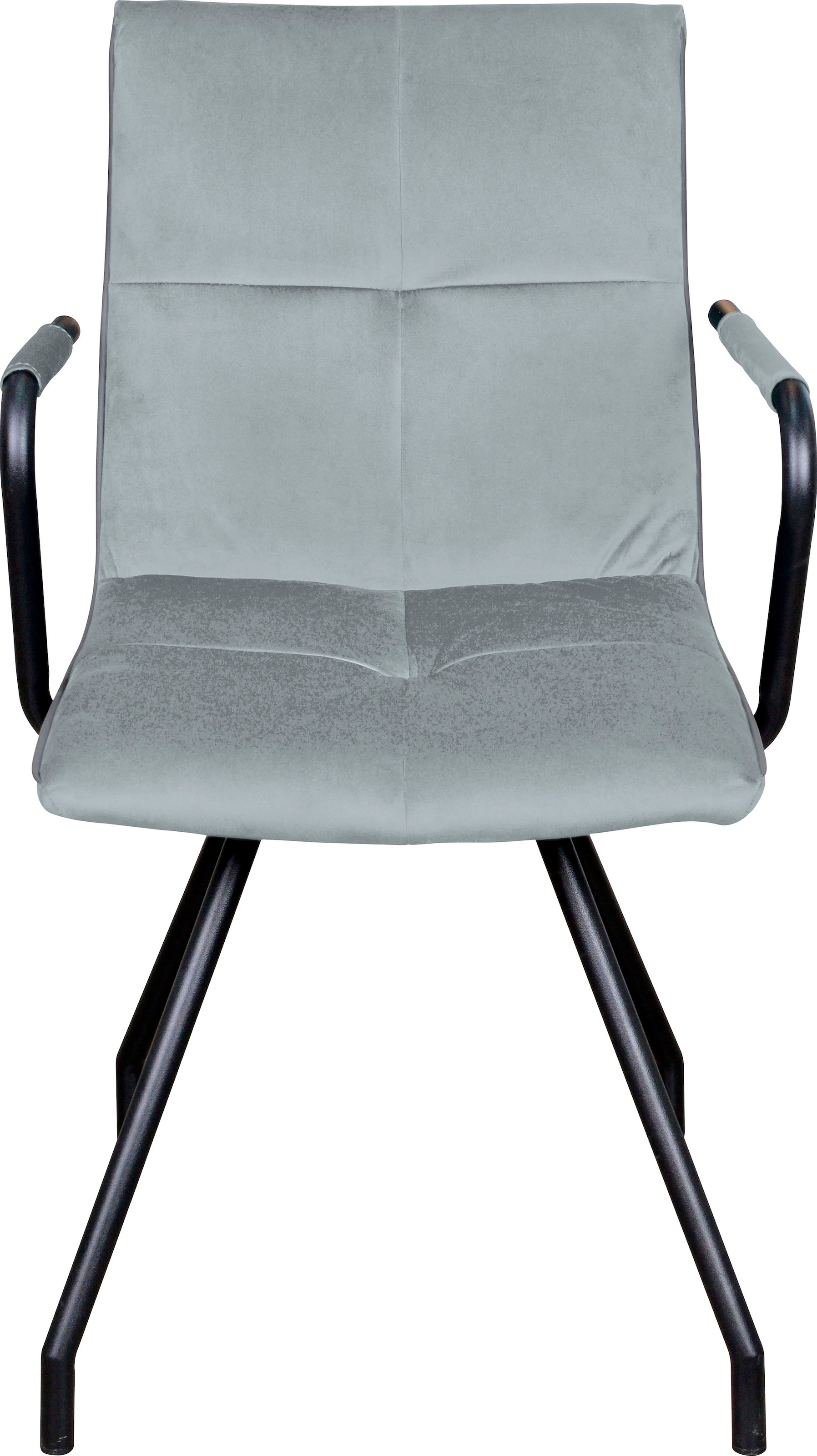 Kayoom Polsterstuhl »Stuhl Eaden 225 2er-Set, samtiger Stoffbezug, Paspel aus Kunstleder«, (Set), 2 St., stilvoll, pflegeleicht, zeitgemäße Farbgebung, samtiger Stoffbezug