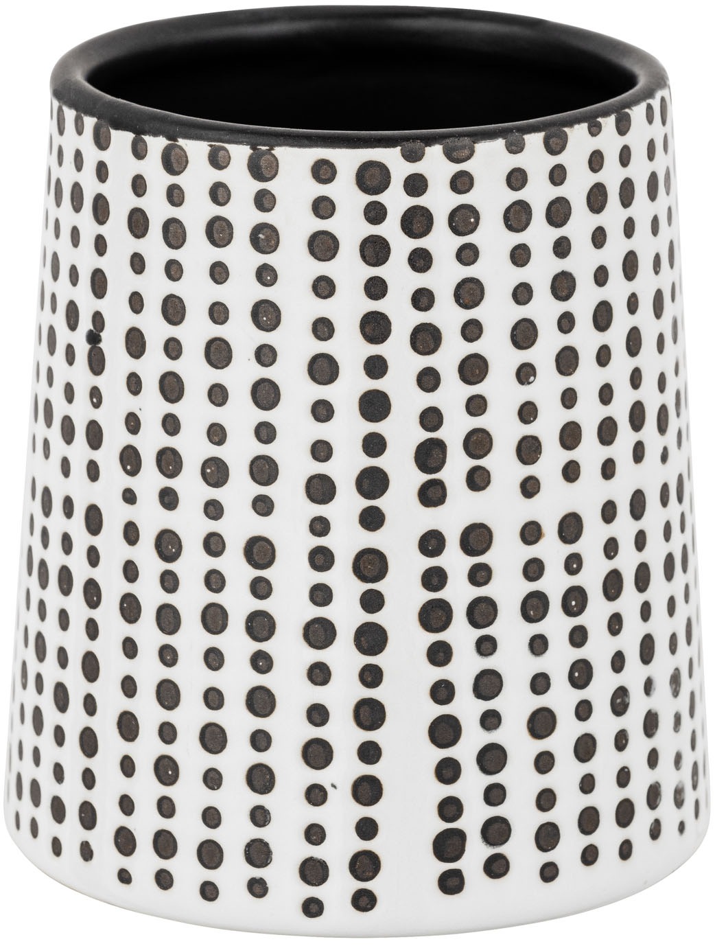 SCHÖNER WOHNEN-Kollektion Badaccessoire-Set »»Brento««, (Set, 3 tlg.), Zahnputzbecher, Seifenspender & WC-Garnitur, Keramik mit Punkt-Muster