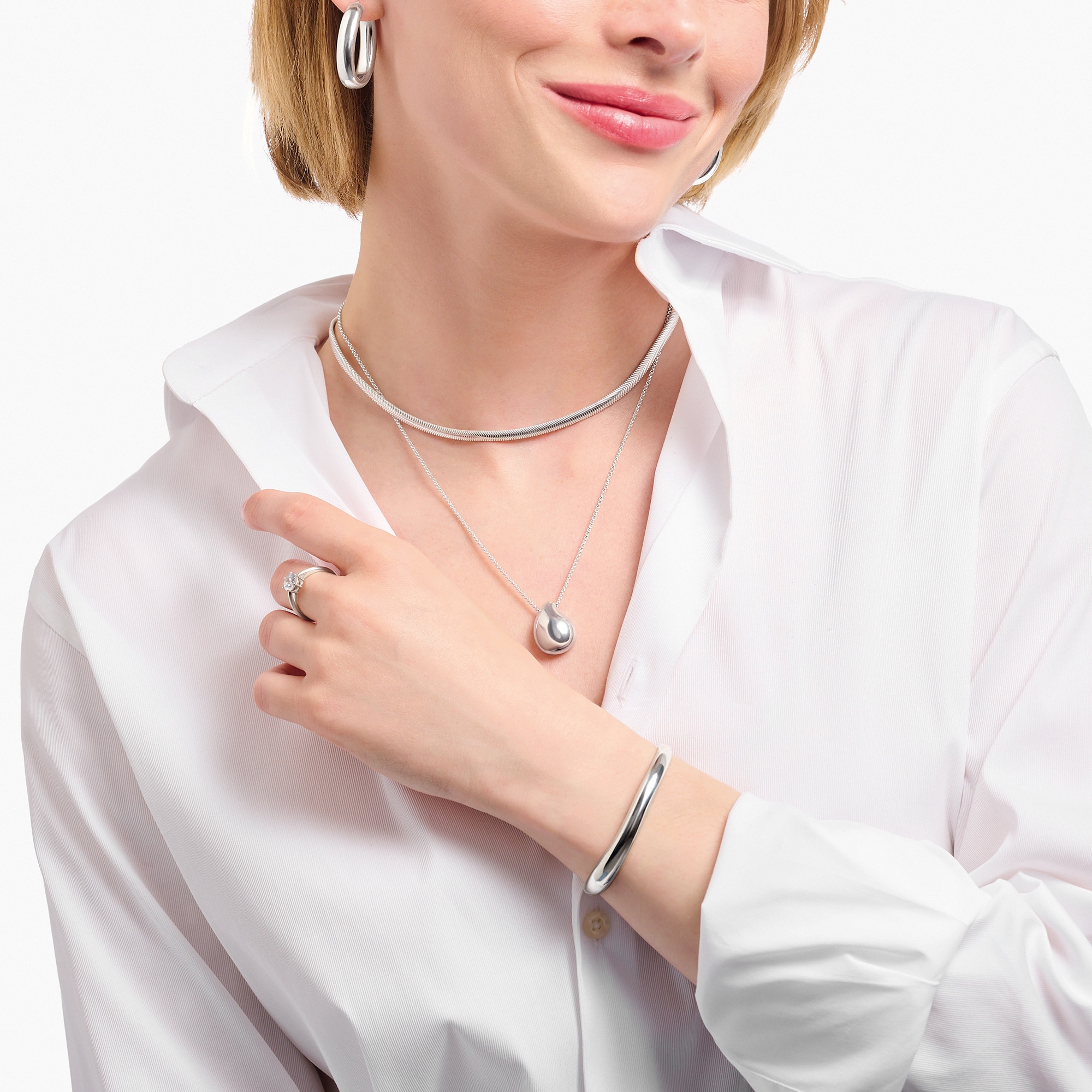 THOMAS SABO Kette mit Anhänger »in organischer Tropfenform, Bold Elegance«