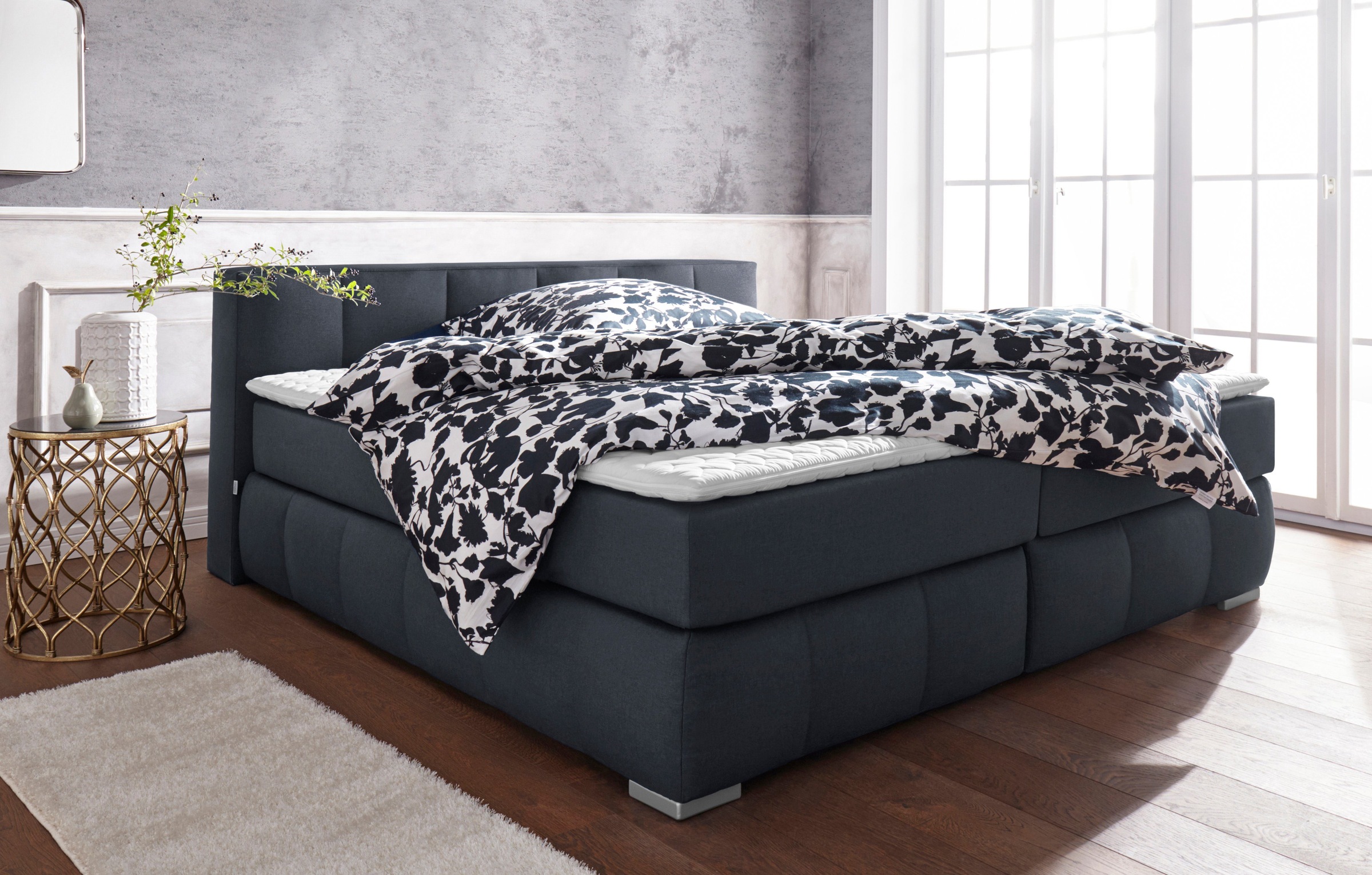 Guido Maria Kretschmer Home&Living Boxspringbett »Chelles«, inkl. Topper, in XXL- Überlänge 220 cm, Unterbox mit feine Wölbung