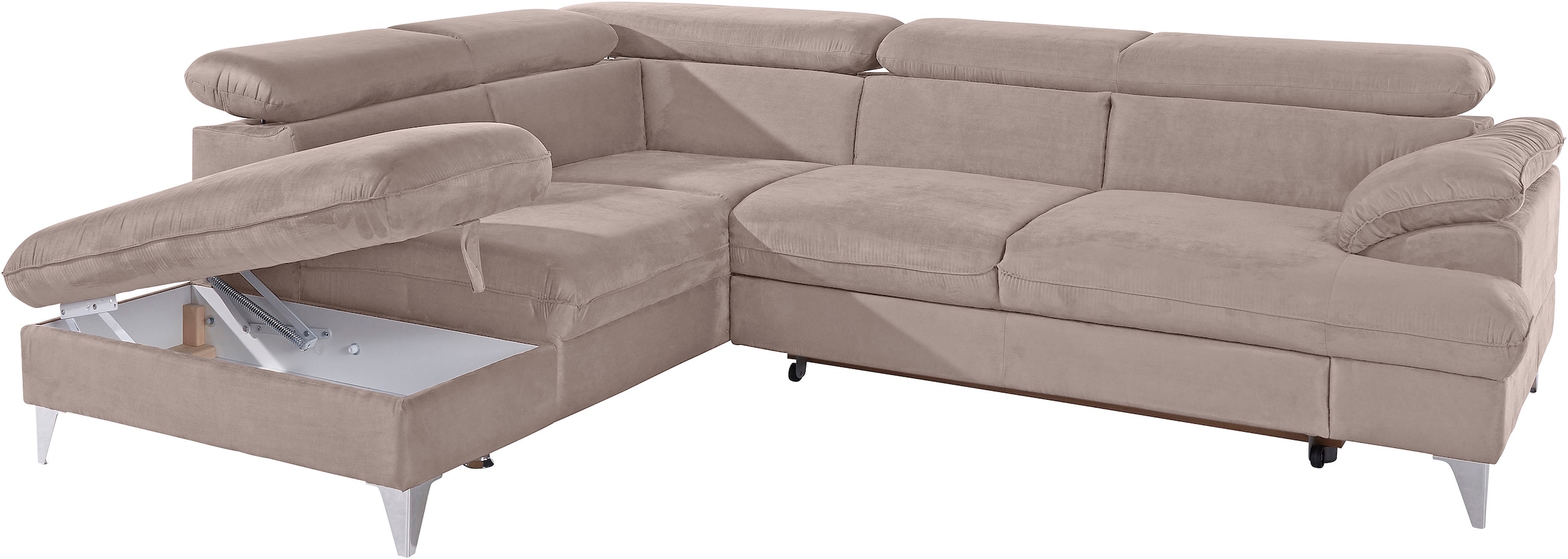 COTTA Ecksofa »Caluso L-Form«, mit Kopfteilverstellung, wahlweise mit Bettfunktion & Bettkasten