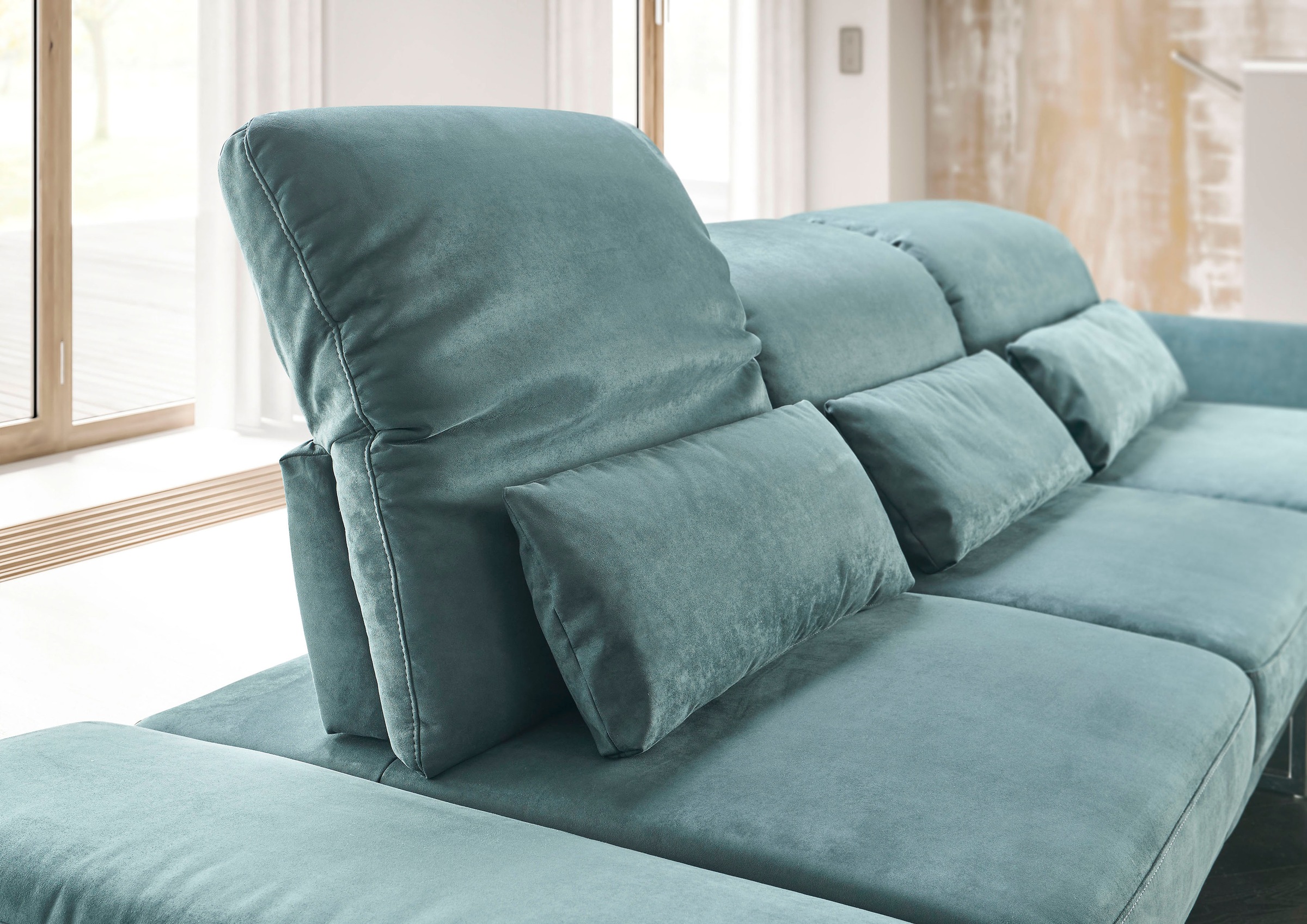 3C Candy Ecksofa »Mallow Designsofa mit Komfortfunktionen, modern und bequem, L-Form«, Verstellbare Armlehne und Kopfteil, manuelle Sitztiefenverstellung