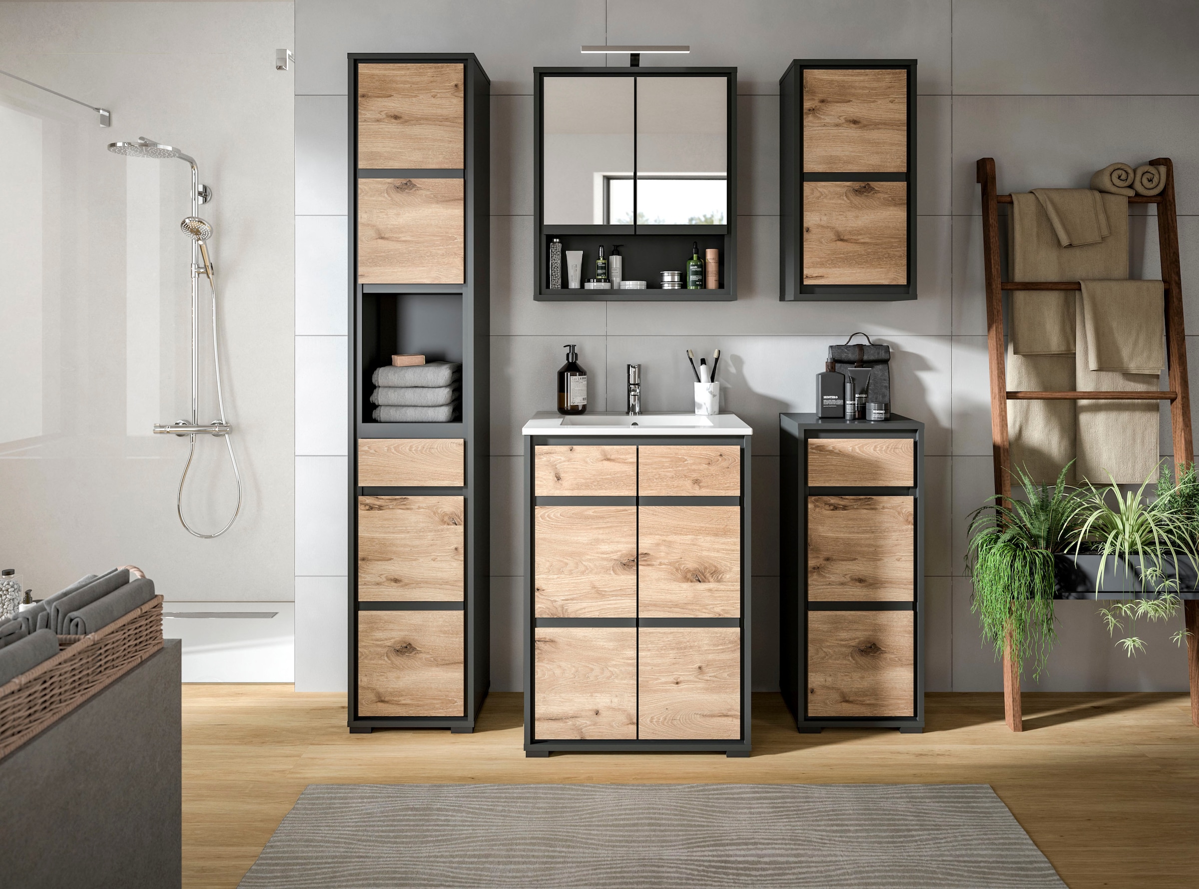 welltime Waschtisch »Jaru« Badmöbel inkl. Waschbecken, 60 cm breit