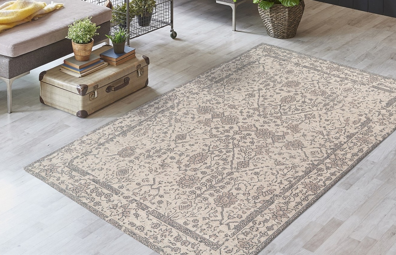 Teppich KAYOOM "Percy 100", beige (creme), B:160cm H:13mm L:230cm, Baumwolle, Teppiche, Teppich