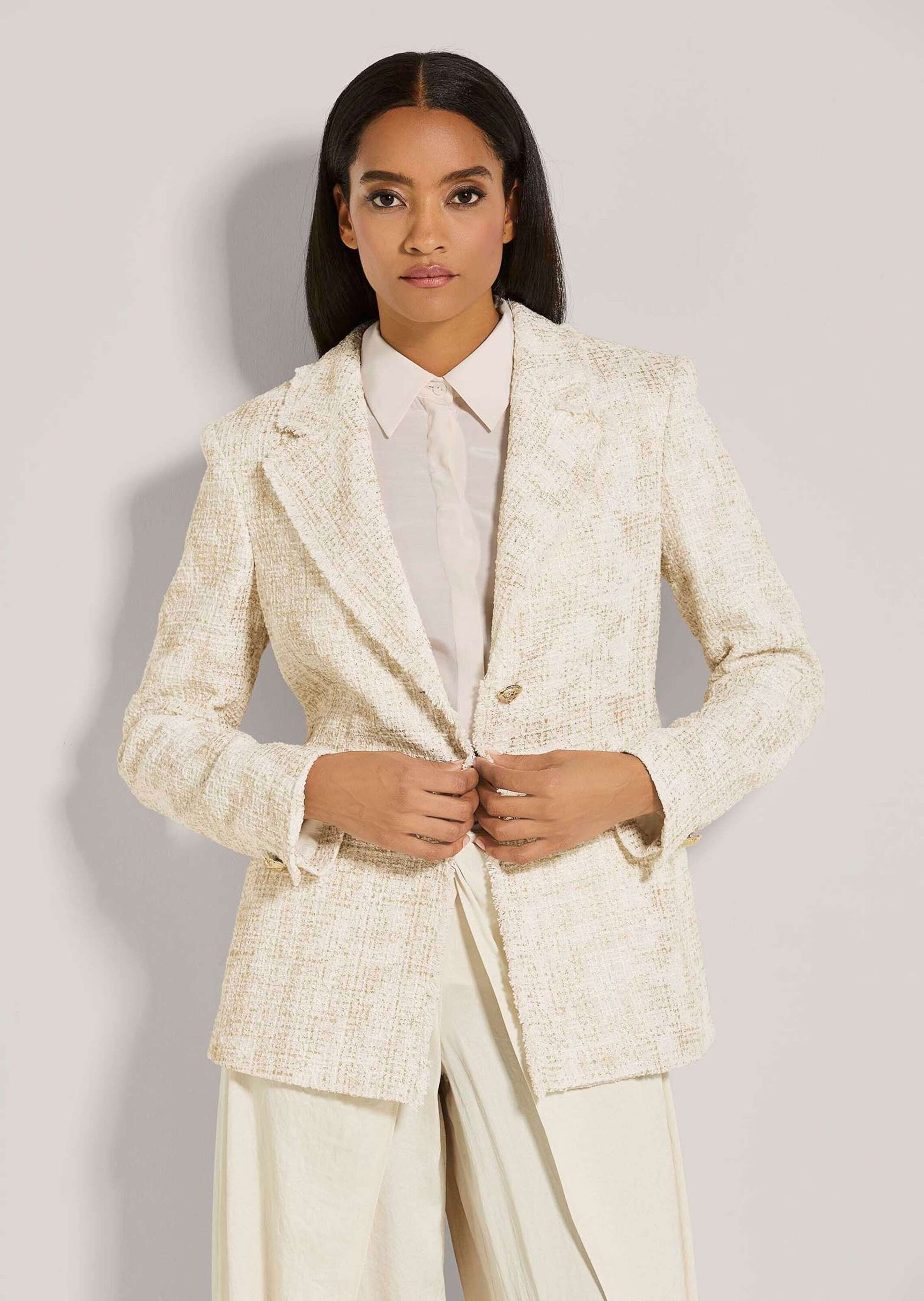 MADELEINE Jerseyblazer "Blazer Bouclé-Blazer mit Fransen-Akzenten" günstig online kaufen