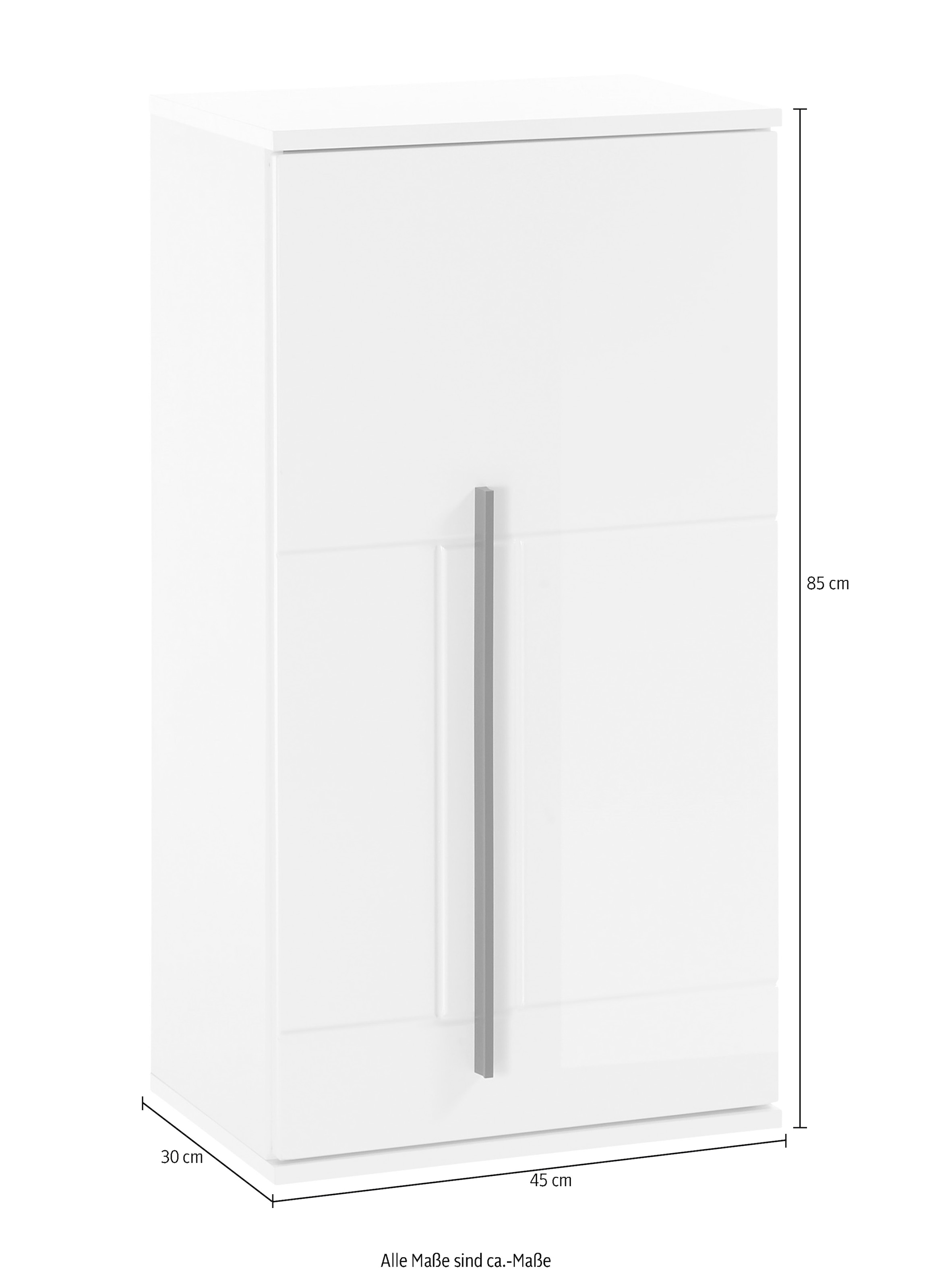 INOSIGN Hängeschrank »Cantara, Badschrank in Hochglanz Weiß, Hängeschrank im modernen Design«, mit schwarzen Griffen, ausreichend Stauraum