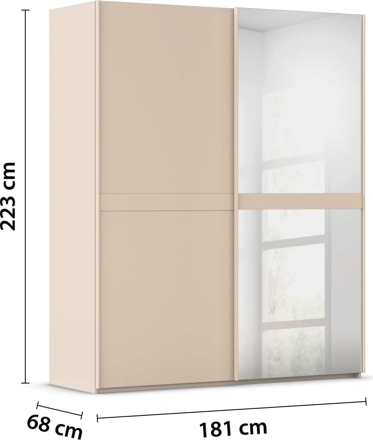 rauch Schwebetürenschrank »Kleiderschrank Schrank Garderobe Schlafzimmerschrank SCALE-LINE«, edle Optik mit Bauchbinde in Korpusfarbe mit Spiegel MADE IN GERMANY