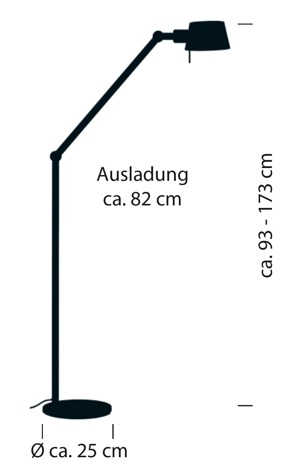 HELL höllisch gutes Licht Stehlampe »MEDO« E27 1 Stk. Fusstrittschalter, In der Höhe einstellbar