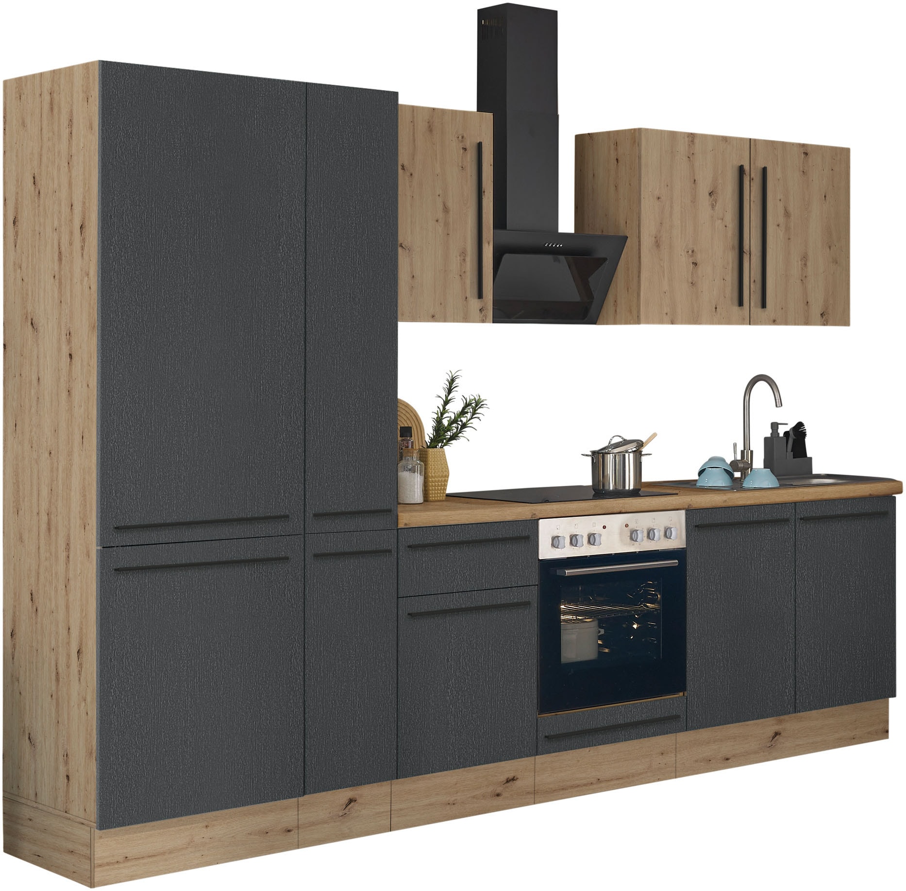 KOCHSTATION Küchenzeile »Florida« Breite 300 cm, wahlweise mit E-Geräten,Softclose für Türen/Schubkästen