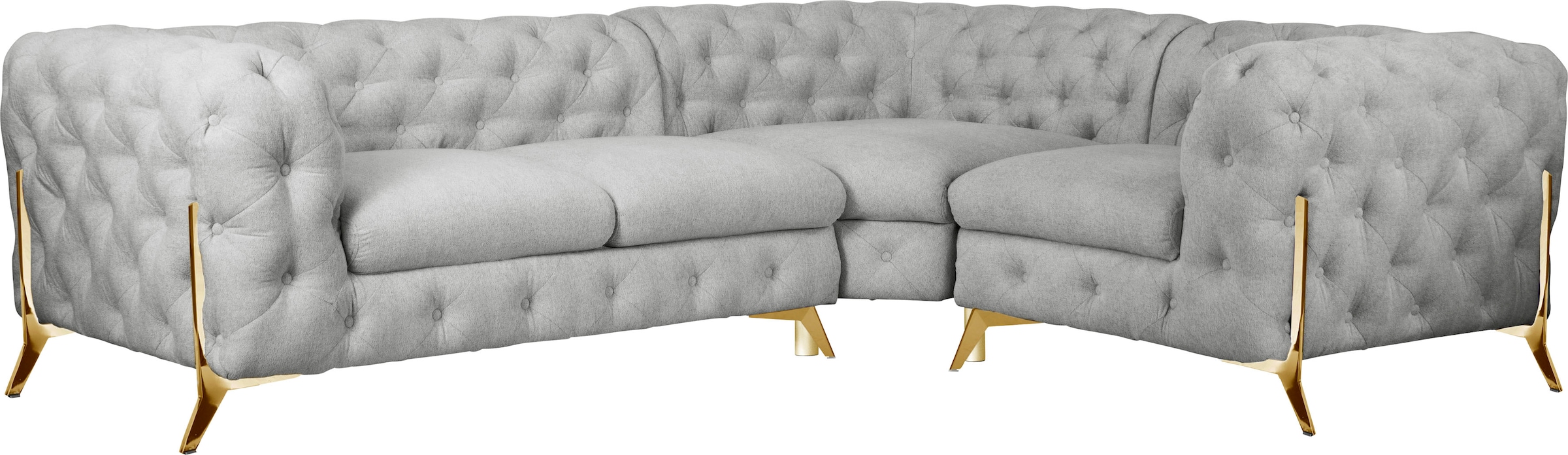 Leonique Chesterfield-Sofa "Amaury L-Form", moderne Chersterfield-Optik, Breite 262 cm, Fußfarbe wählbar