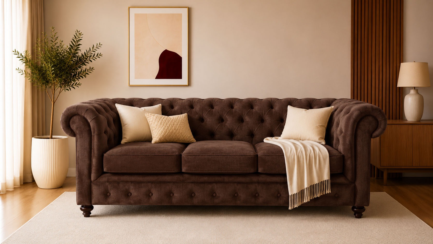 OTTO home Chesterfield-Sofa "Chesterfield 3-Sitzer B/T/H: 198/89/74 cm" mit hochwertiger Knopfheftung, auch in Leder