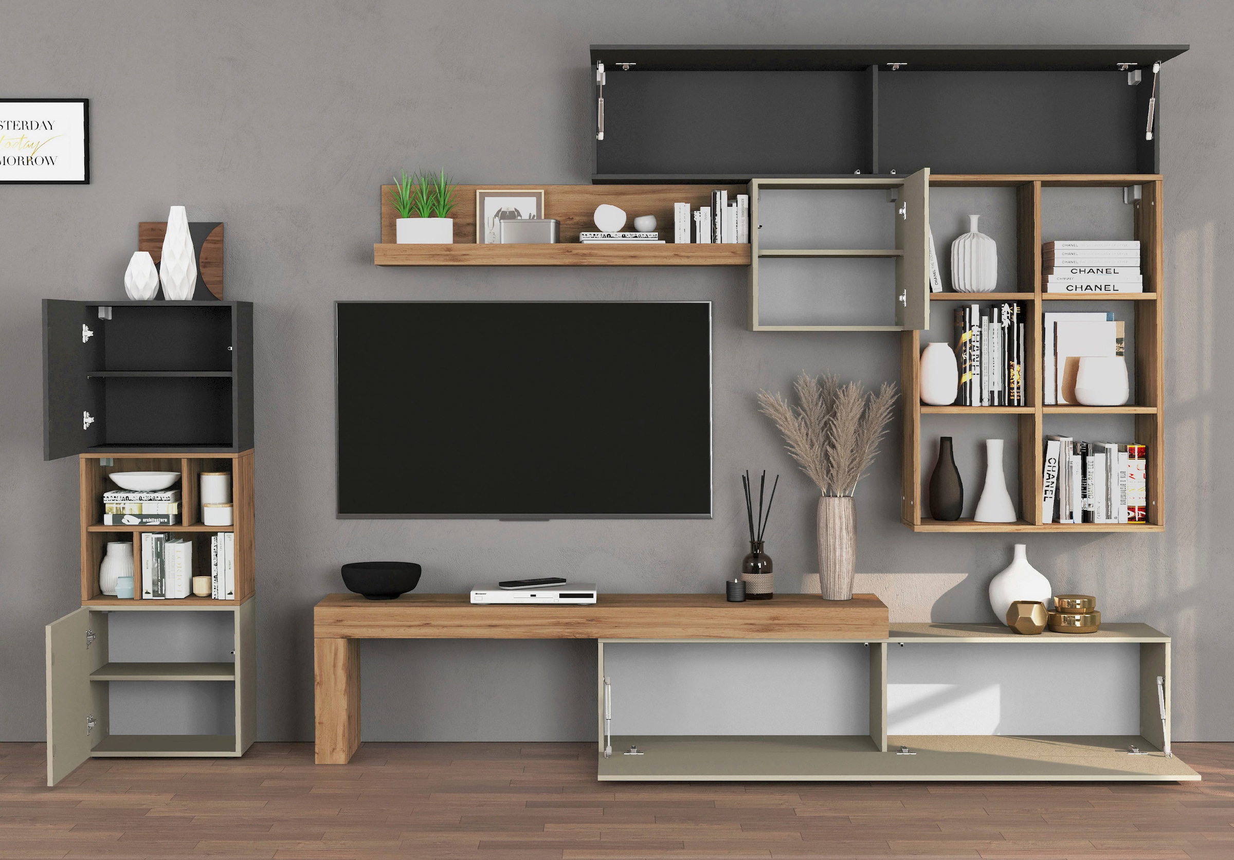 INOSIGN Wohnwand »Chronos Wohnwand, Medienwand, 8-er set« Set, 8 Stk. tlg.