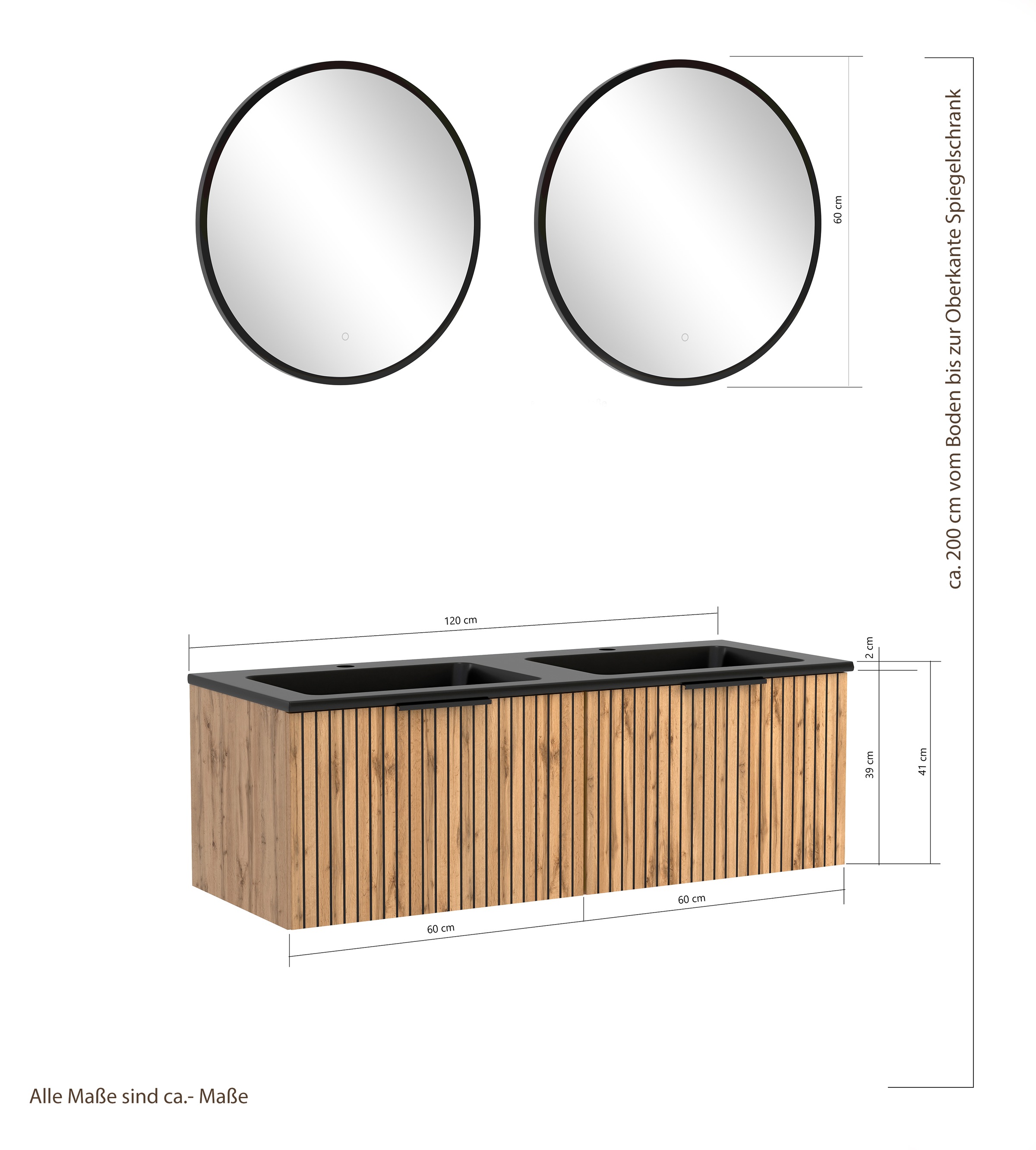 welltime Badmöbel-Set »Welltime, Carlton Waschtisch-Set, 80 oder 120 cm, gestreift«, (3 St.)