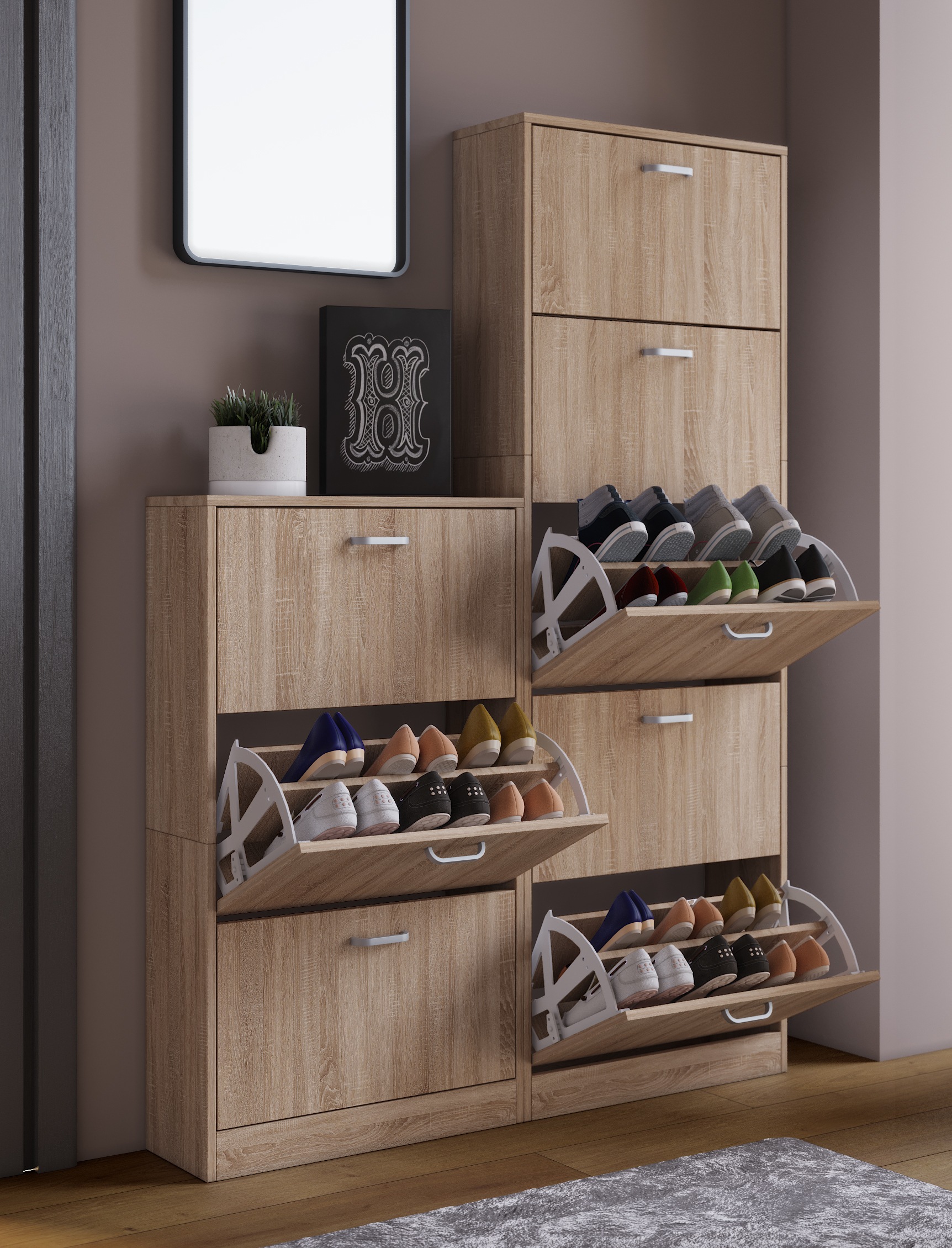 VCM Schuhschrank "VCM Holz Schuhschrank  Maße: H. 170 x B. 59 x T. 22 cm  5 günstig online kaufen