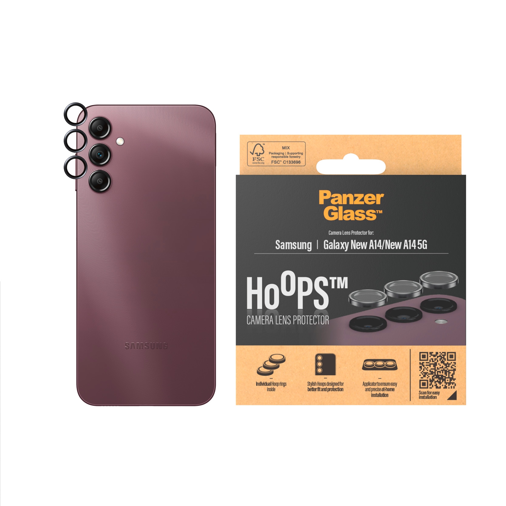 Kameraschutzglas »Hoops Camera Protector für Samsung Galaxy A14, A14 5G«, für Samsung...