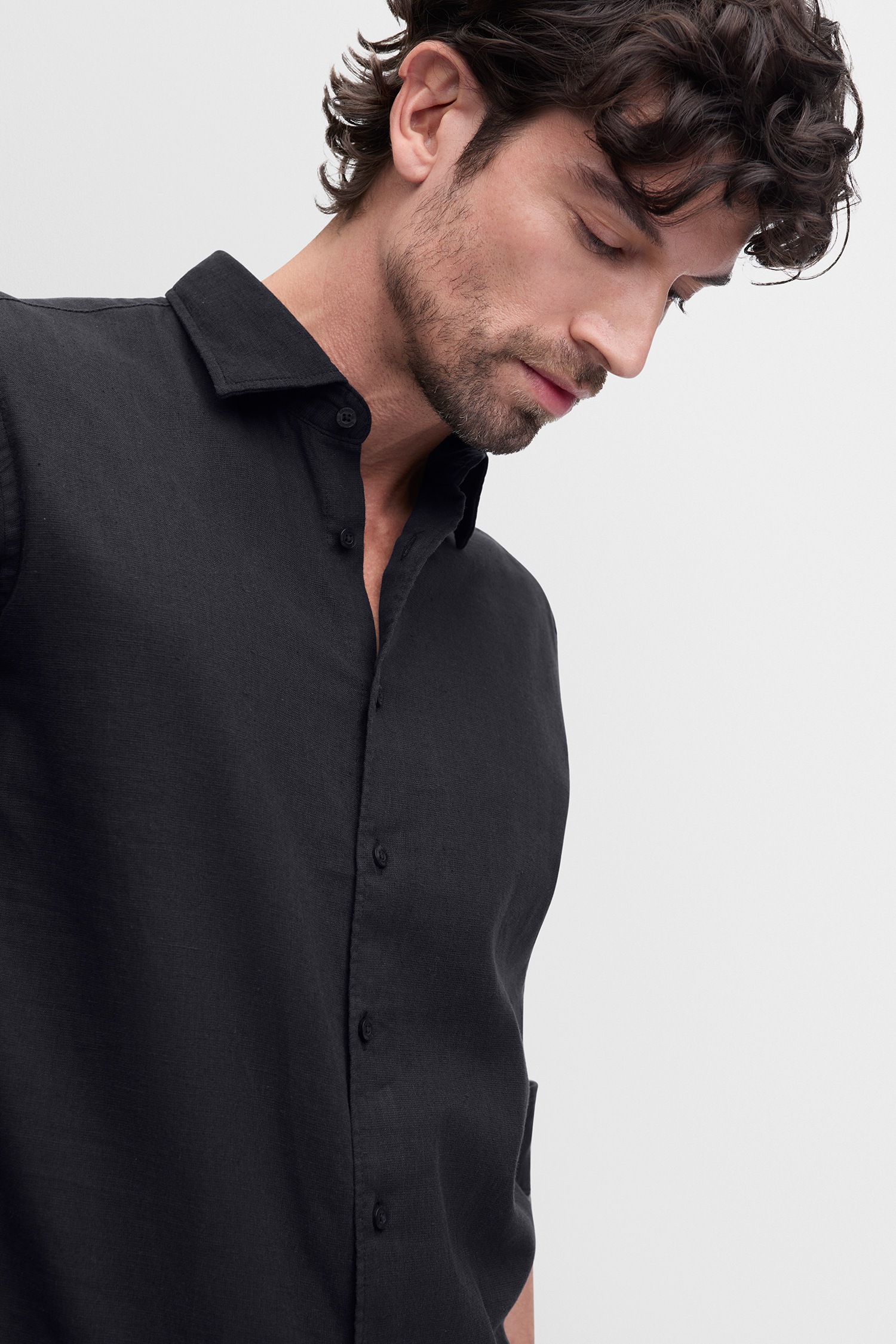 Cinque Langarmhemd "CISTEVEN" Kentkragen, Regular Fit sommerlicher Leinen-M günstig online kaufen