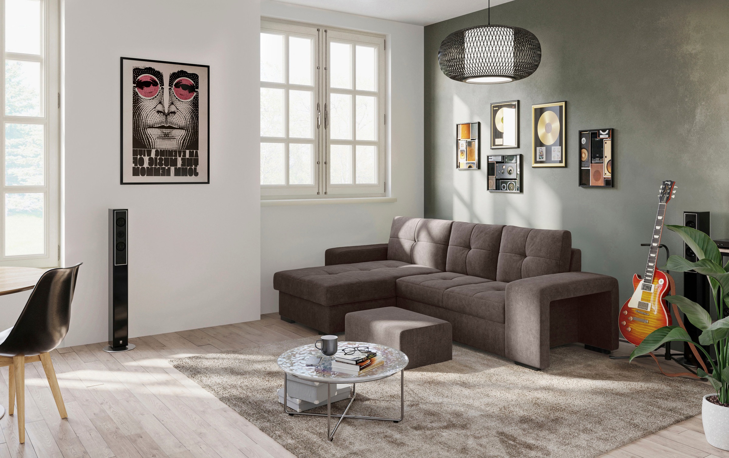 COTTA Ecksofa »Mattina L-Form«, inkl. Hocker, wahlweise mit Bettfunktion und Bettkasten