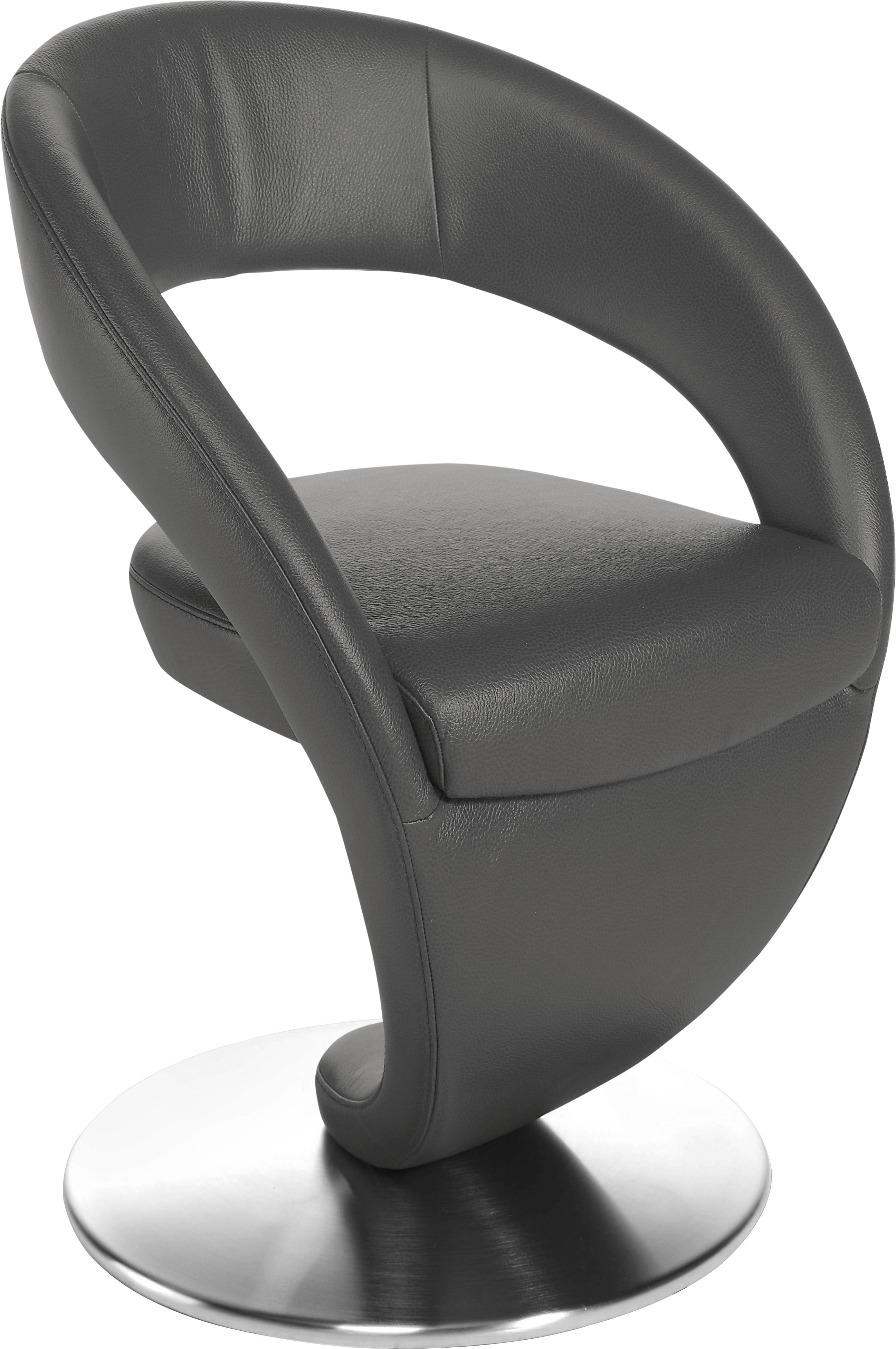 K+W Komfort & Wohnen "Wave, Drehstuhl, Polsterstuhl" () Design-Drehstuhl, Drehteller in Edelstahloptik