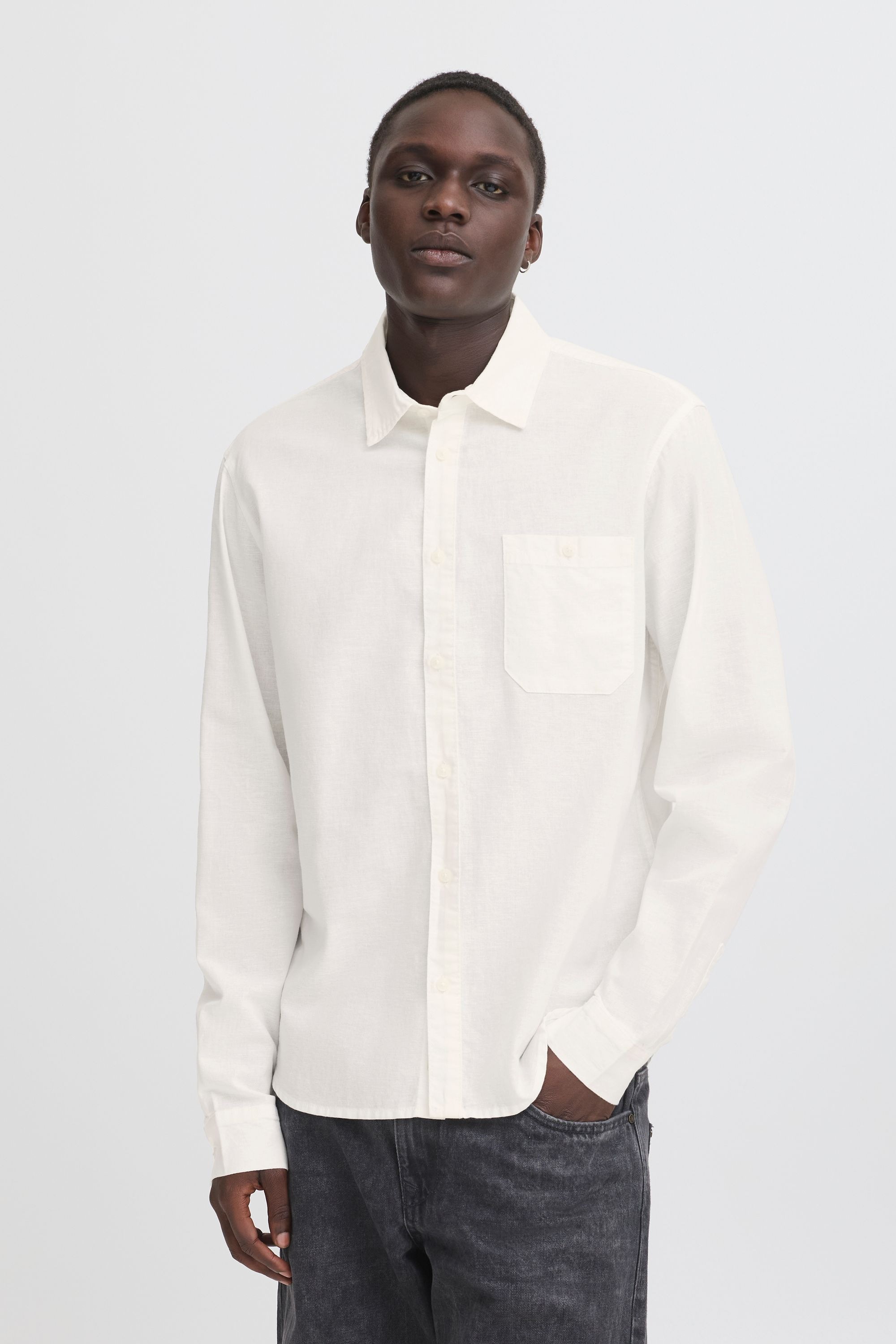 BLEND BHBay Linen Men Long Sleeve Shirt Snow White XL 2