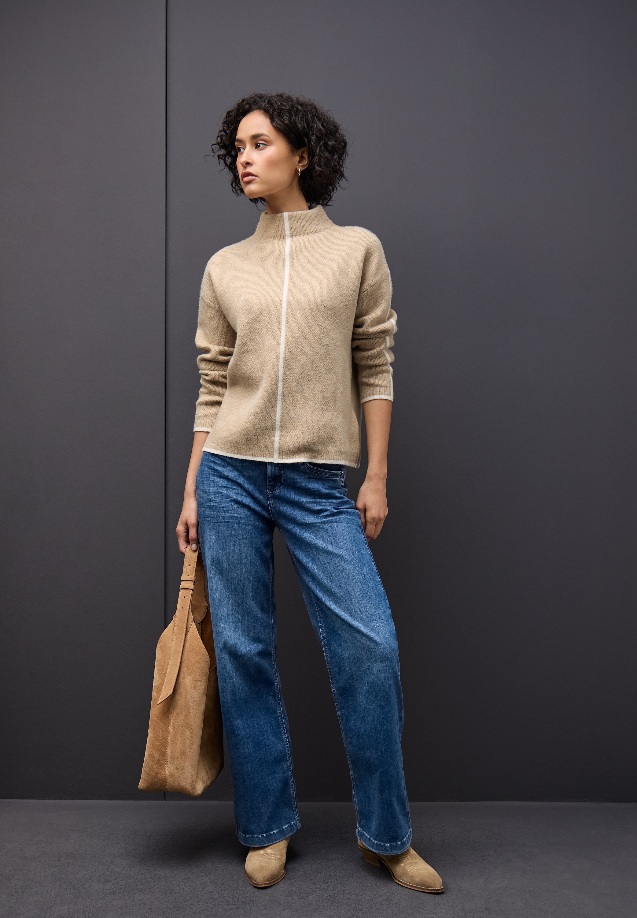 STREET ONE Strickpullover mit Kontrastdetails