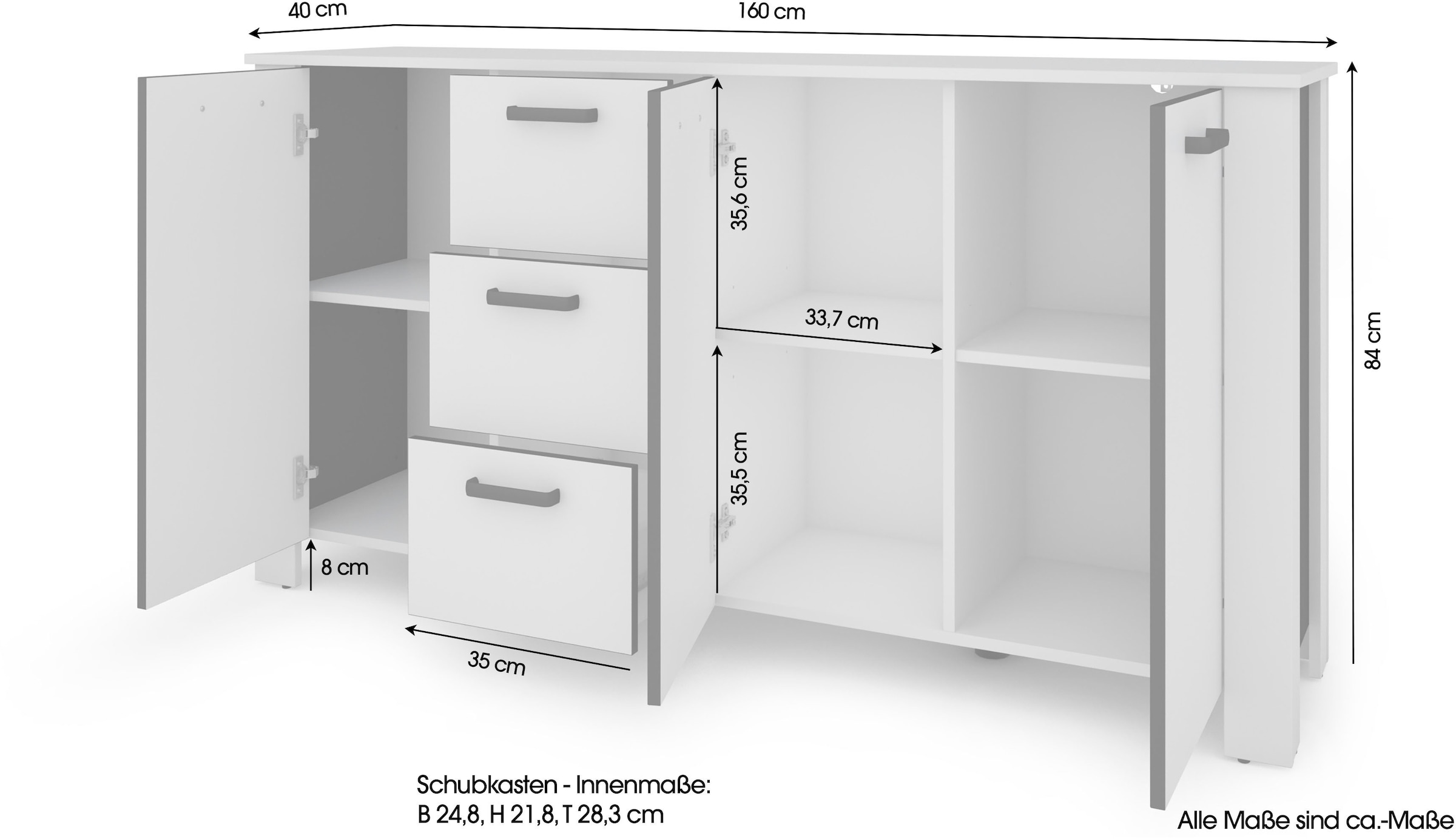 byLIVING Sideboard »Faro« 1 Stk. tlg. moderne Kommode in verschiedenen Farben verfügbar, 160cm.