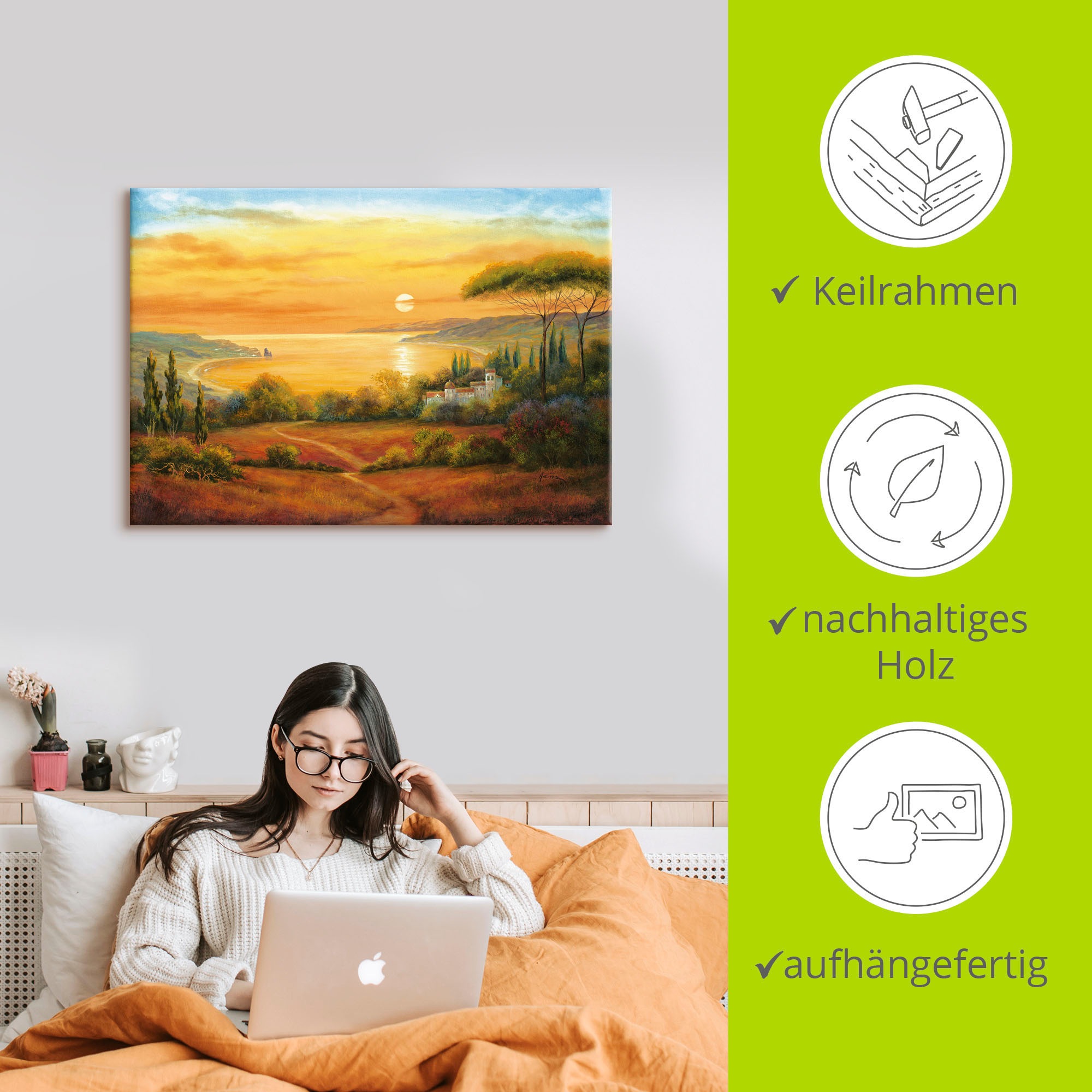Artland Wandbild »Toskanabucht II«, Europa, (1 St.), als Leinwandbild, Wandaufkleber in verschied. Größen
